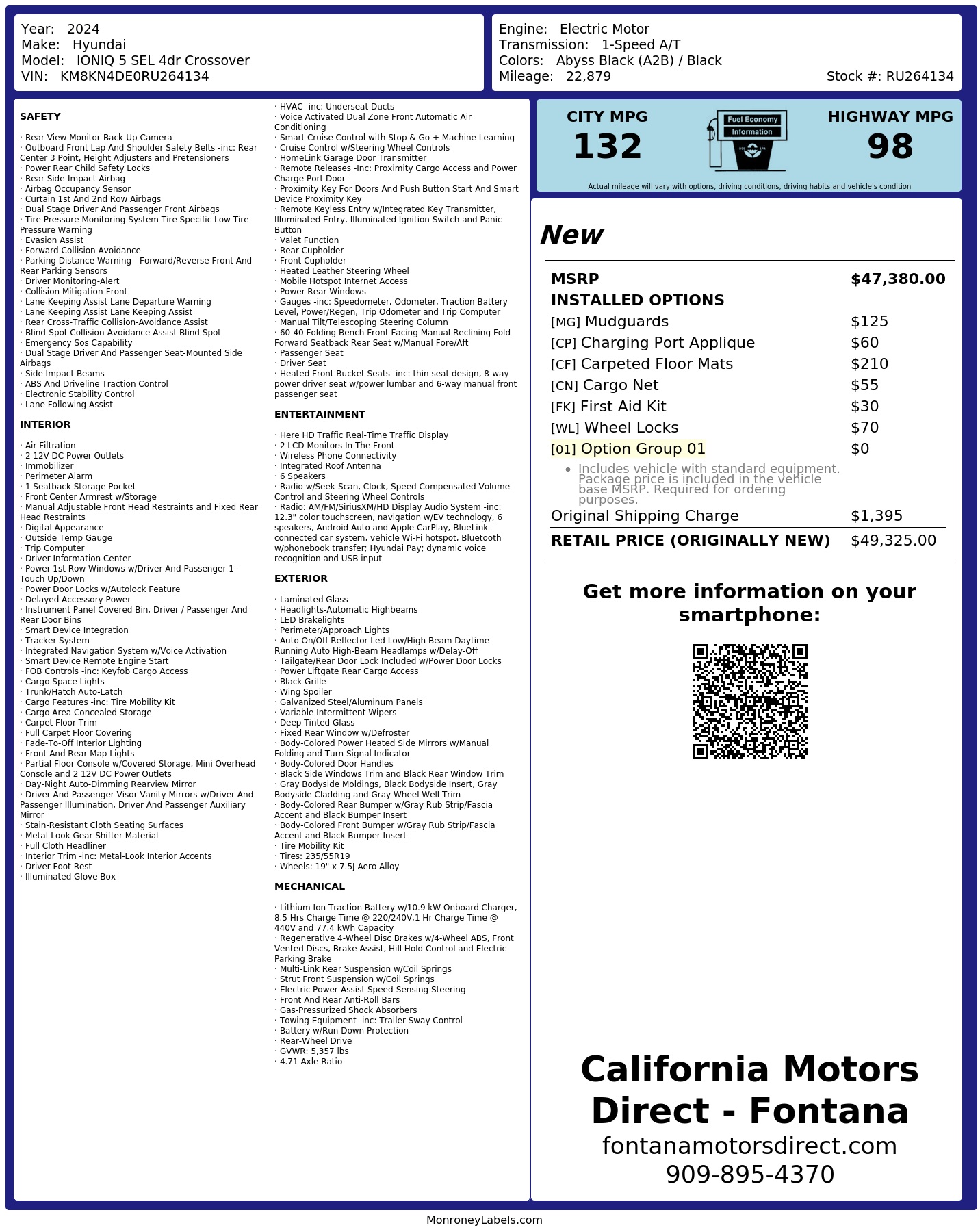 Monroney Label