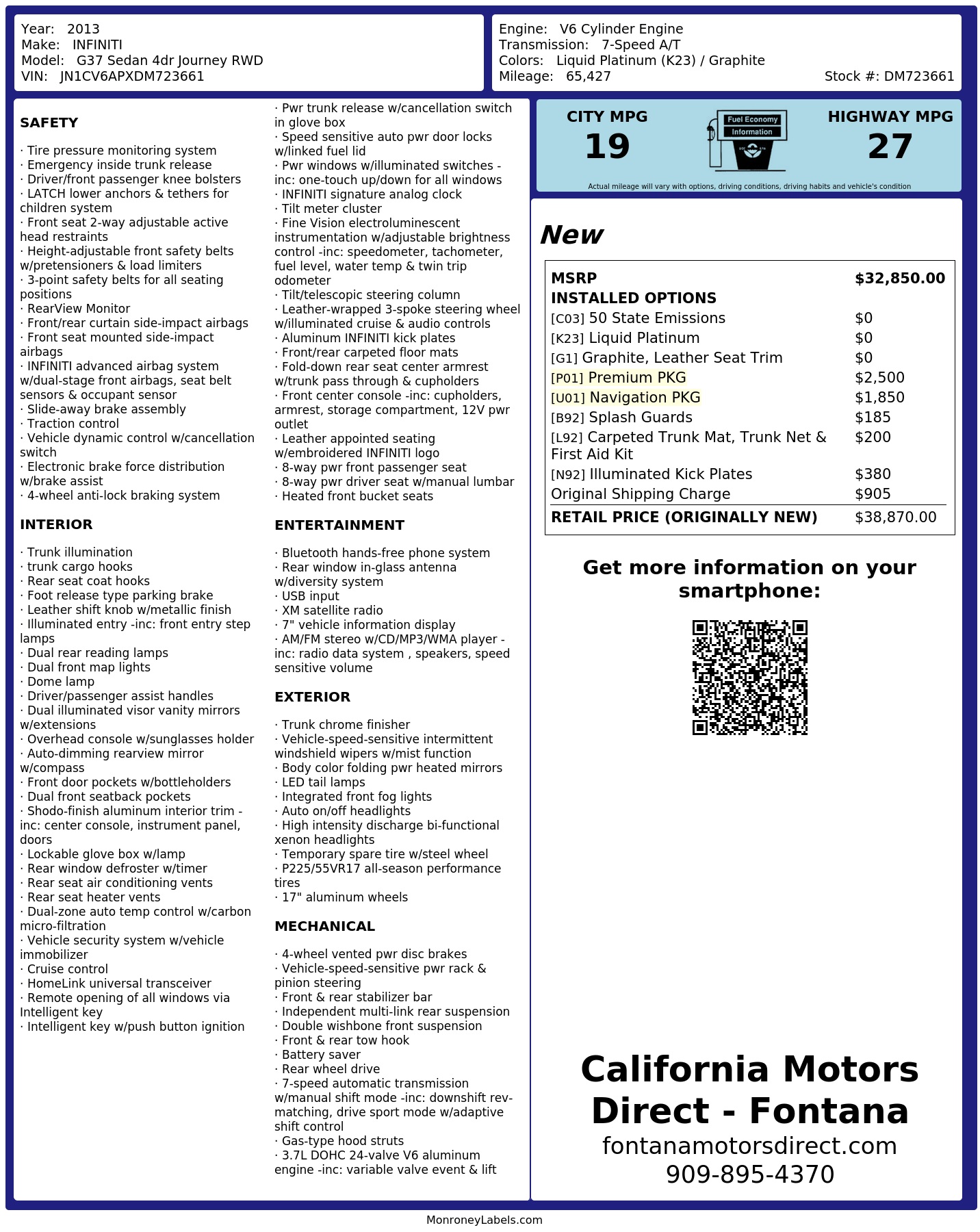 Monroney Label