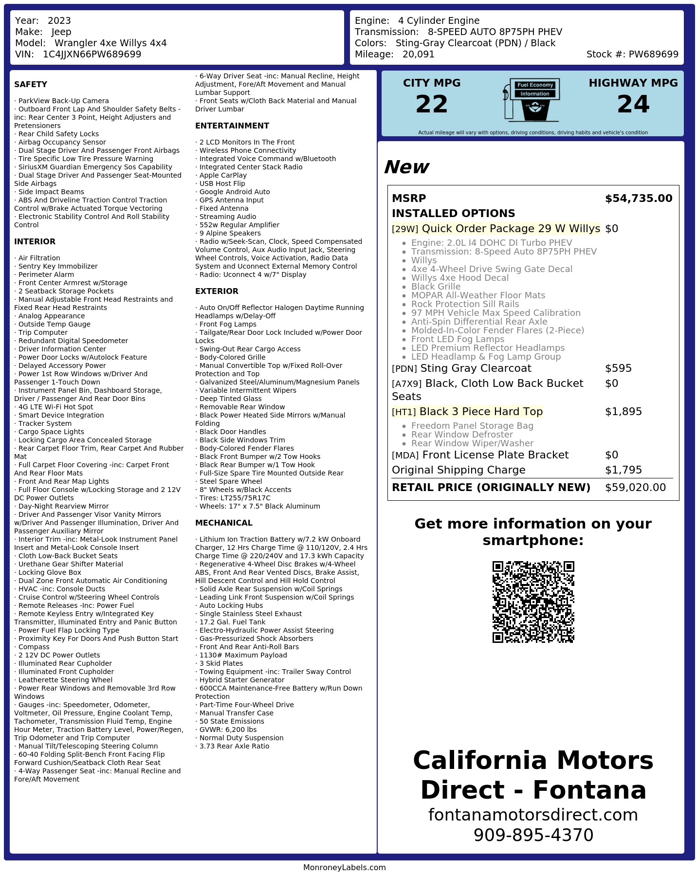 Monroney Label