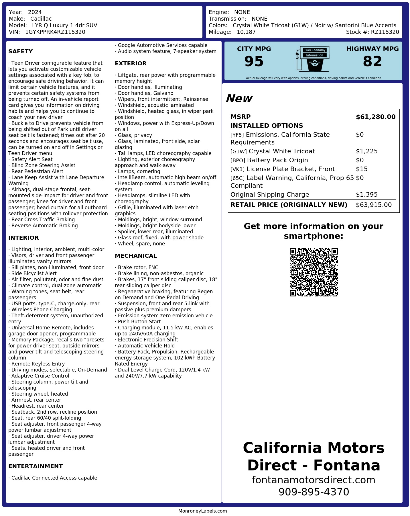 Monroney Label