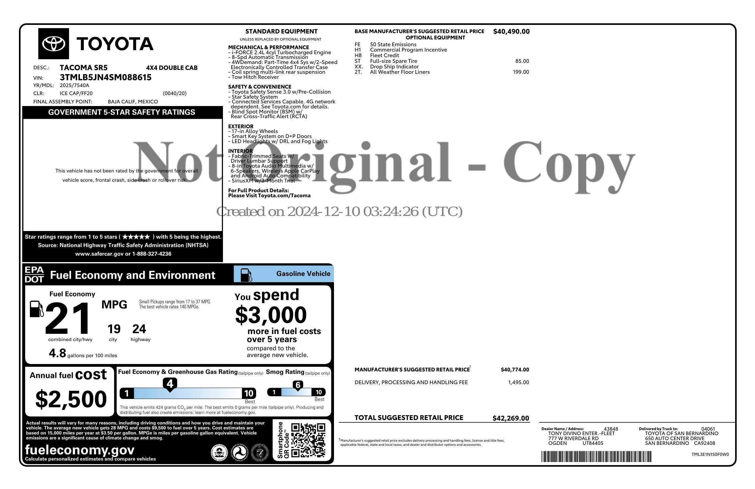 Monroney Label