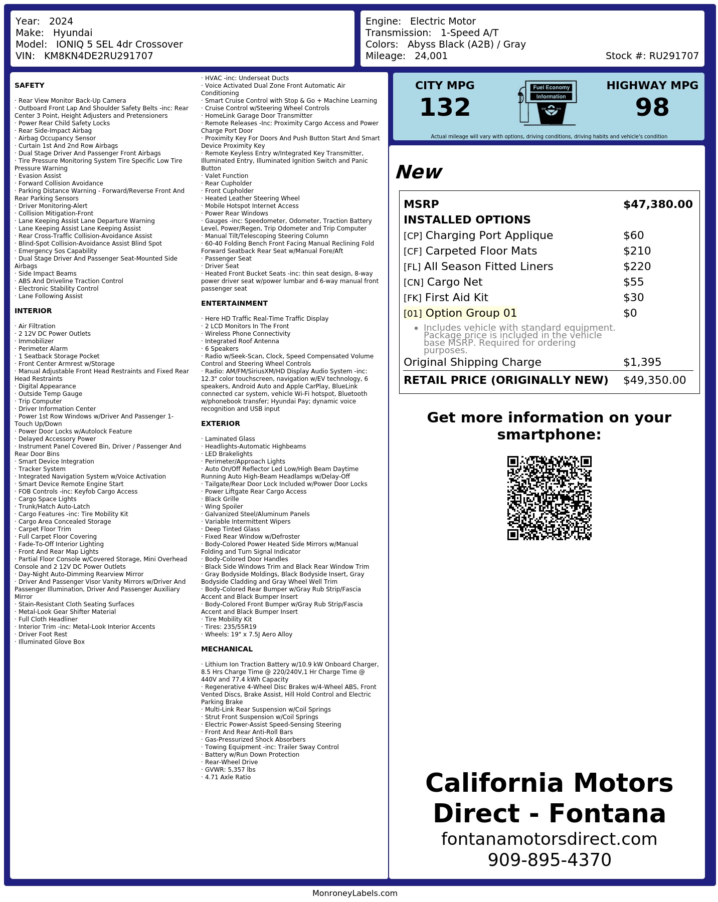 Monroney Label