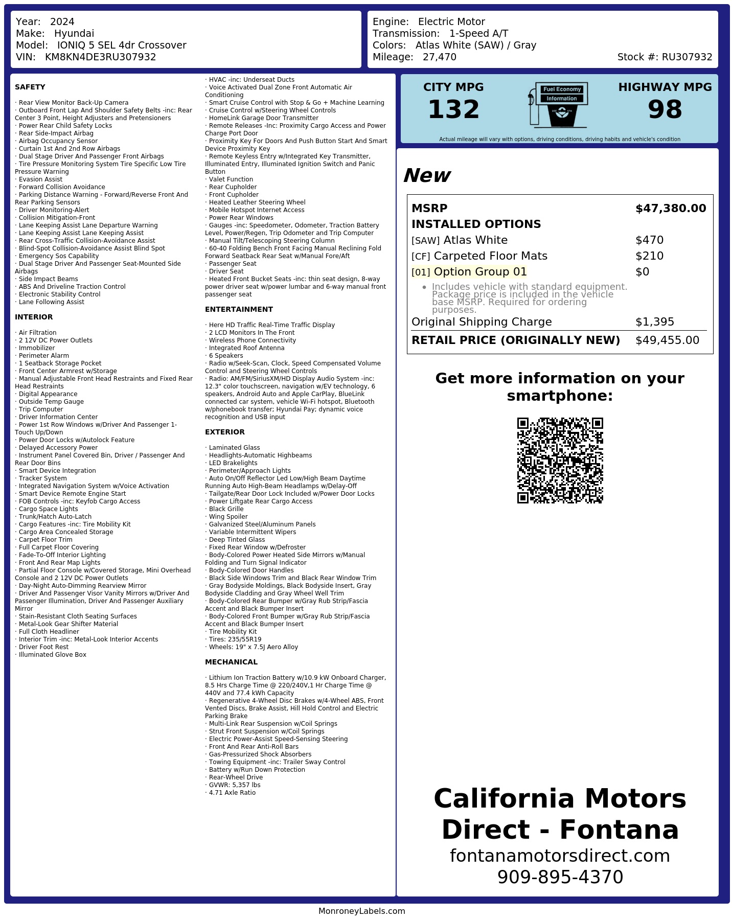 Monroney Label