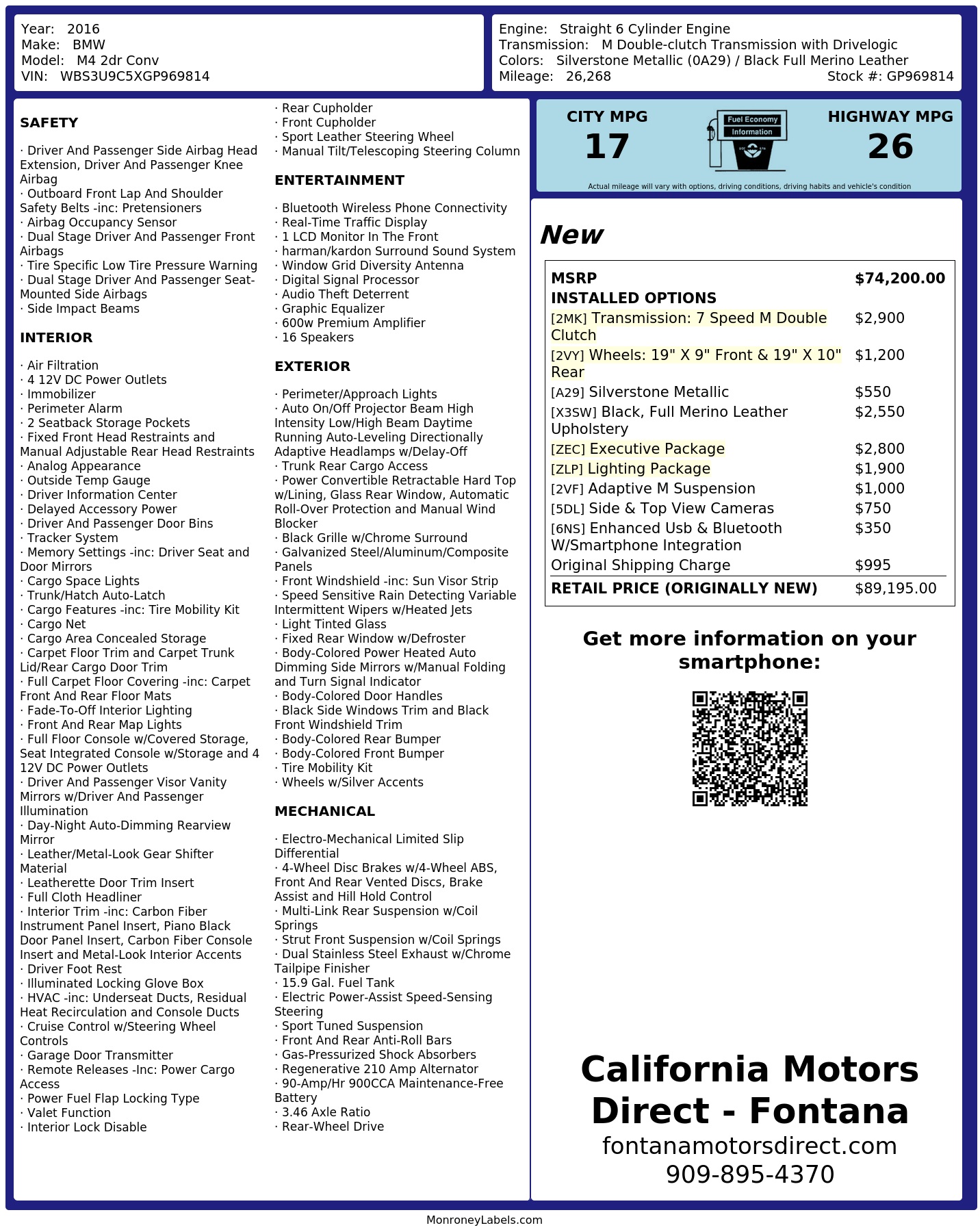 Monroney Label