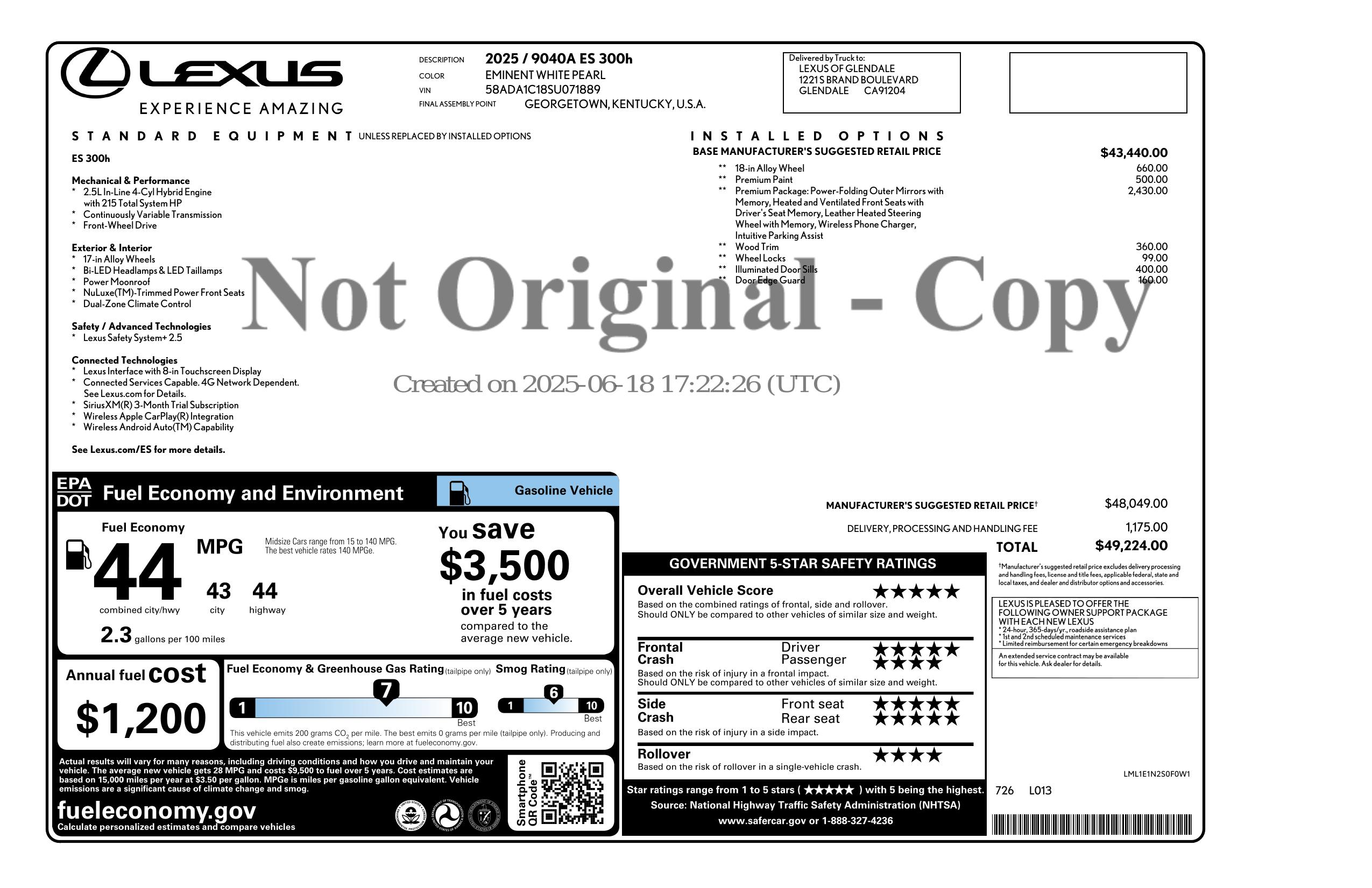 Monroney Label
