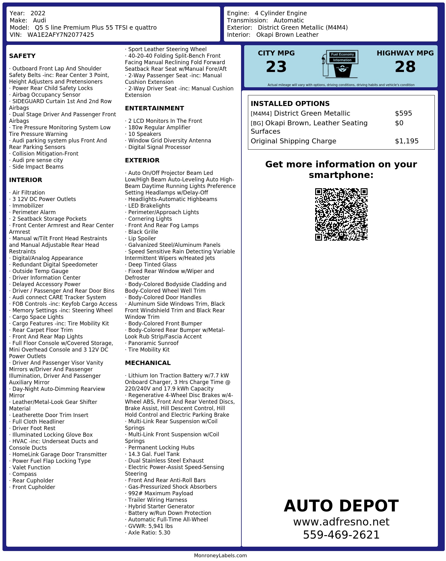 Monroney Label