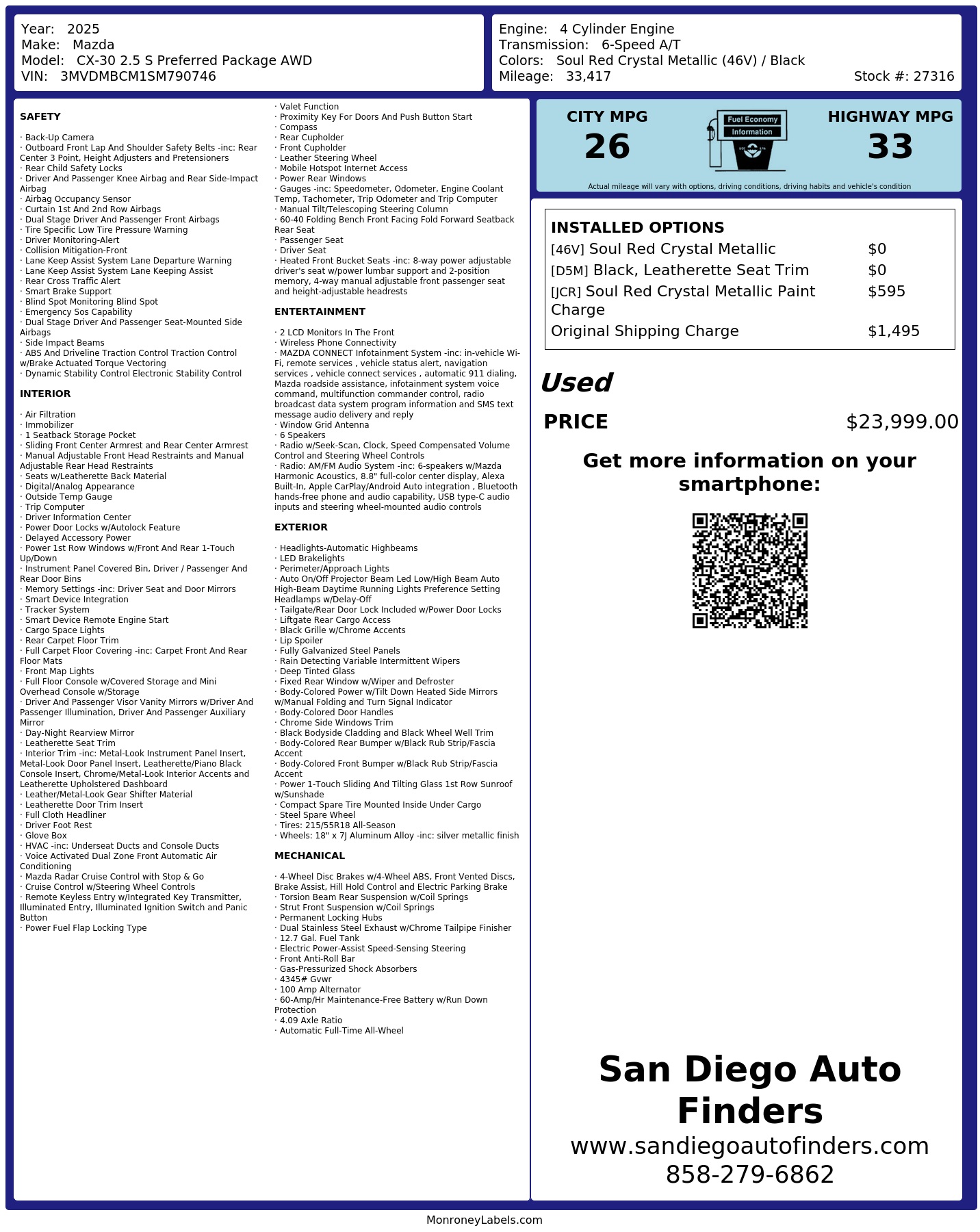 Monroney Label