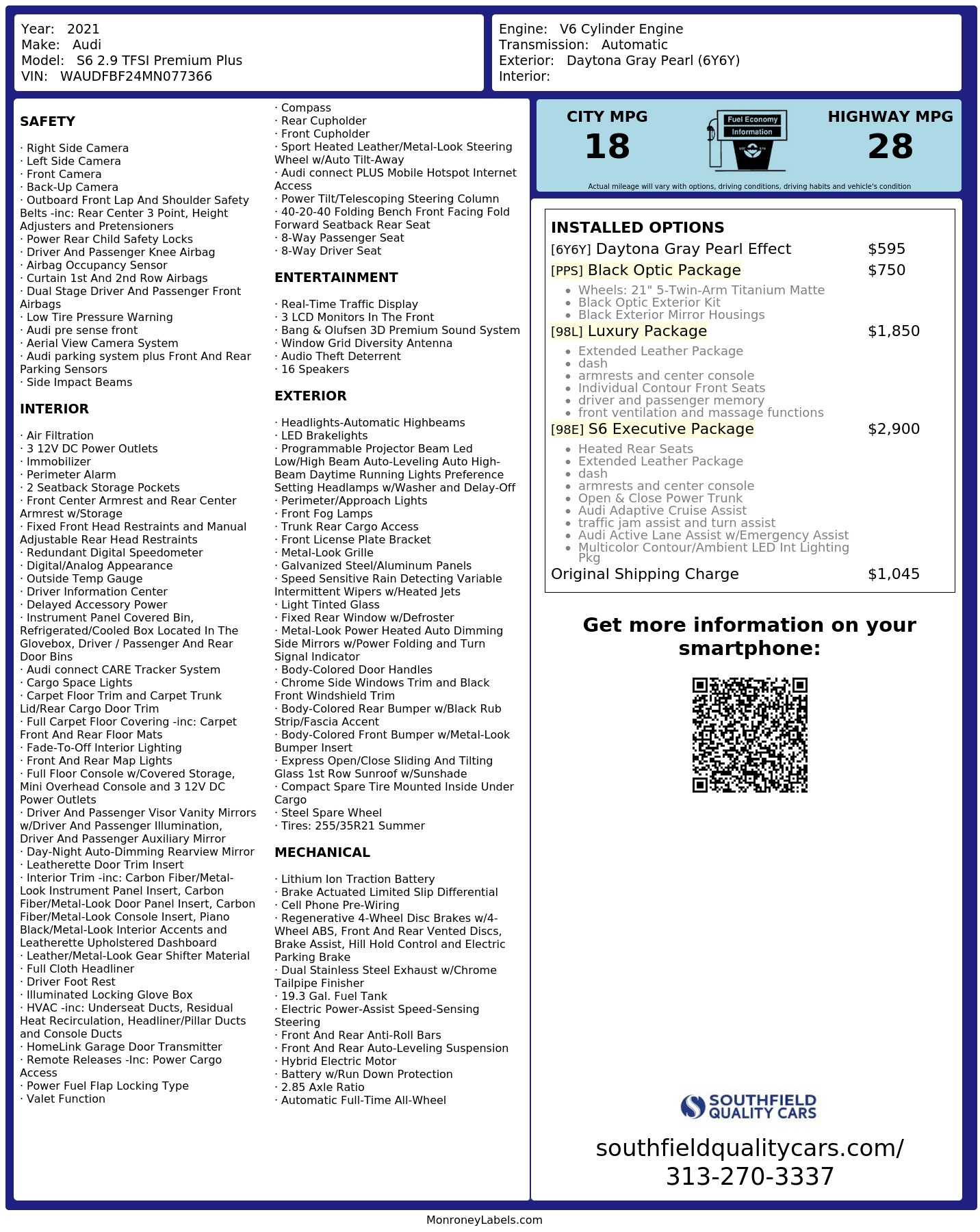 Monroney Label