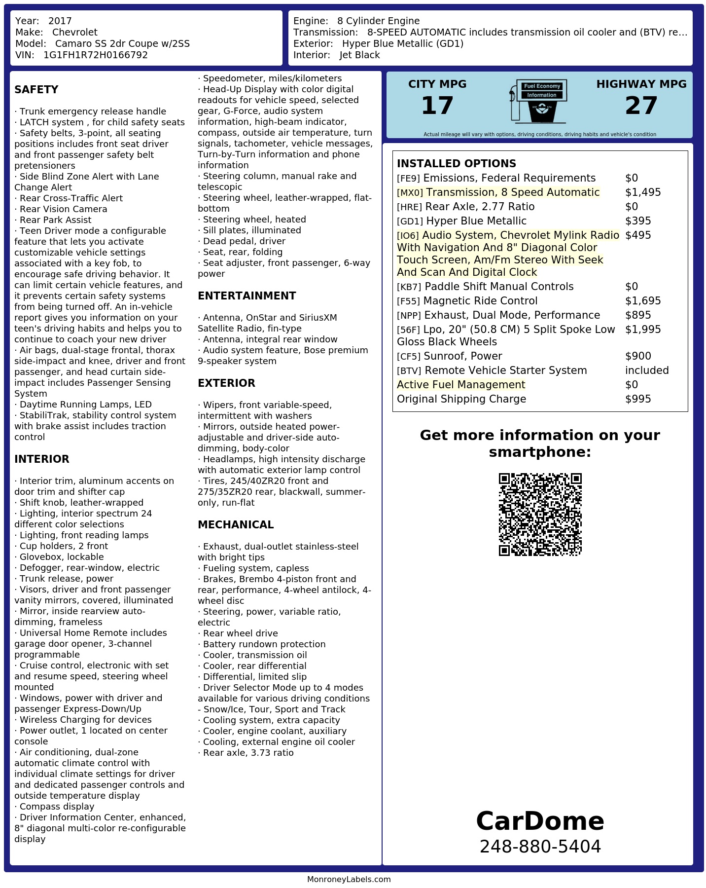 Monroney Label