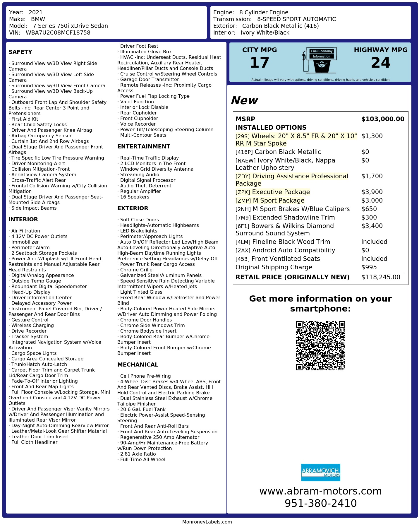 Monroney Label
