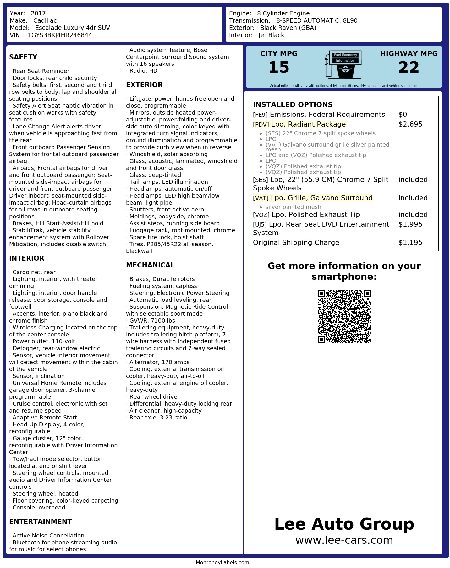 Monroney Label