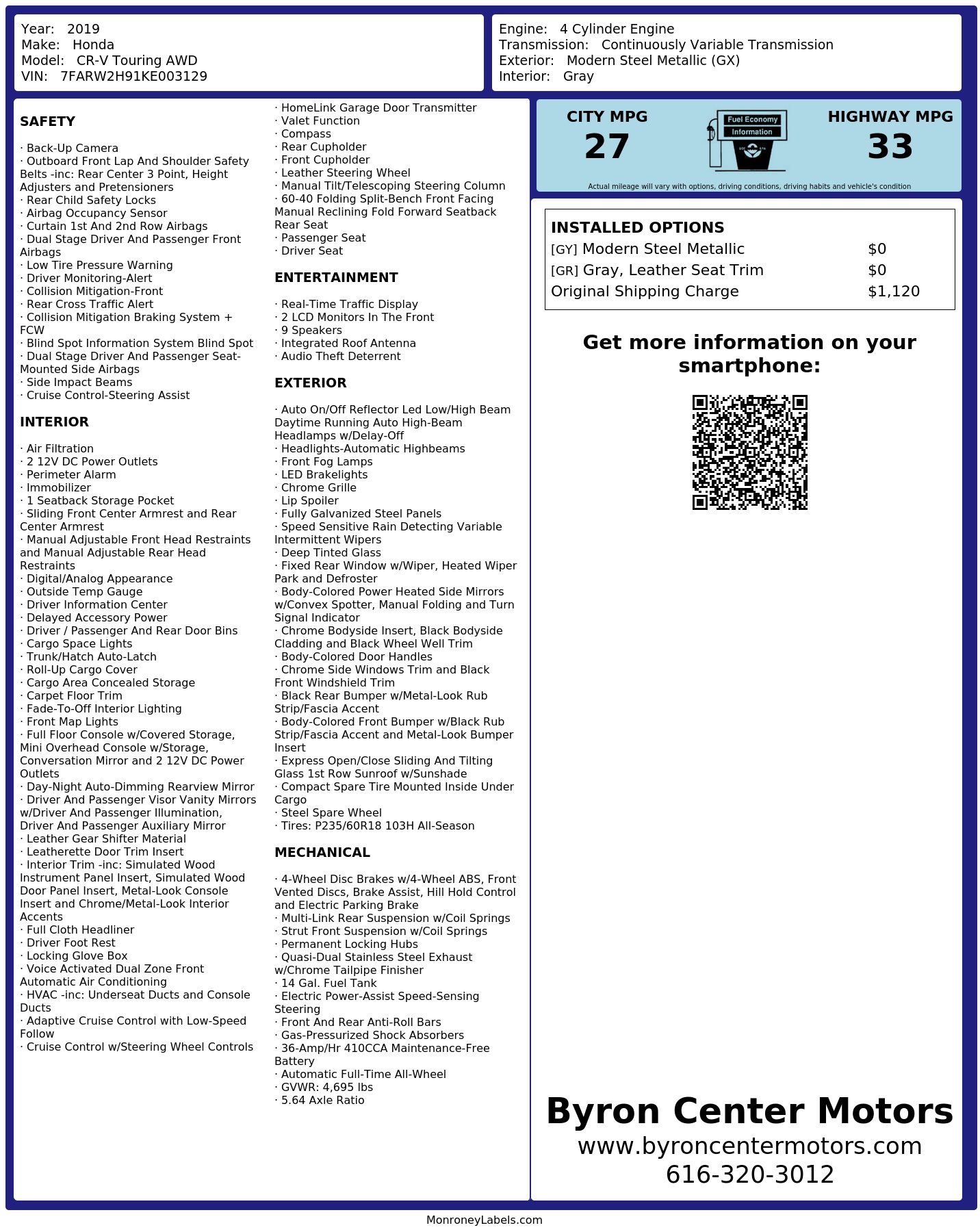 Monroney Label