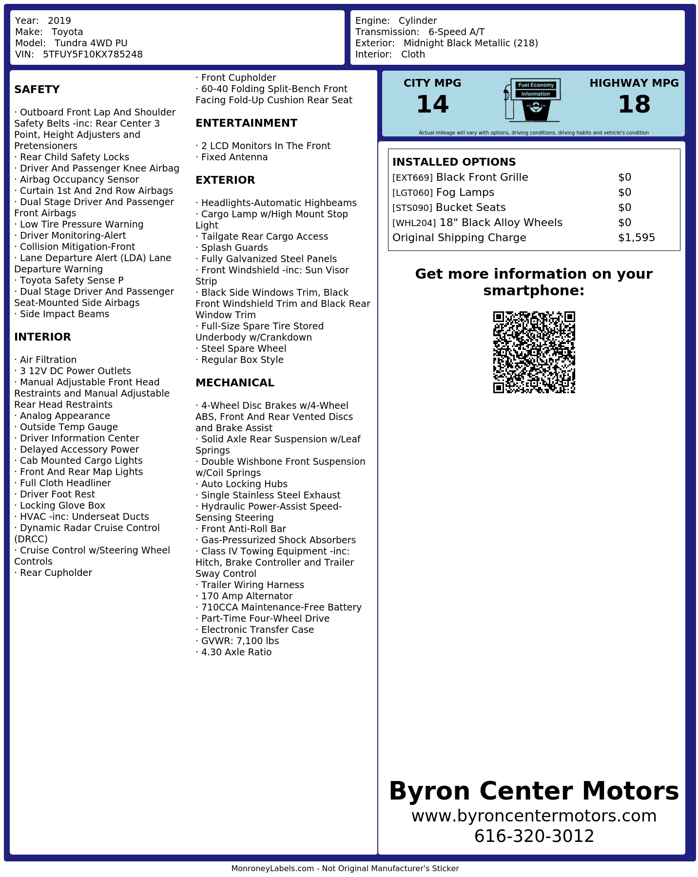 Monroney Label