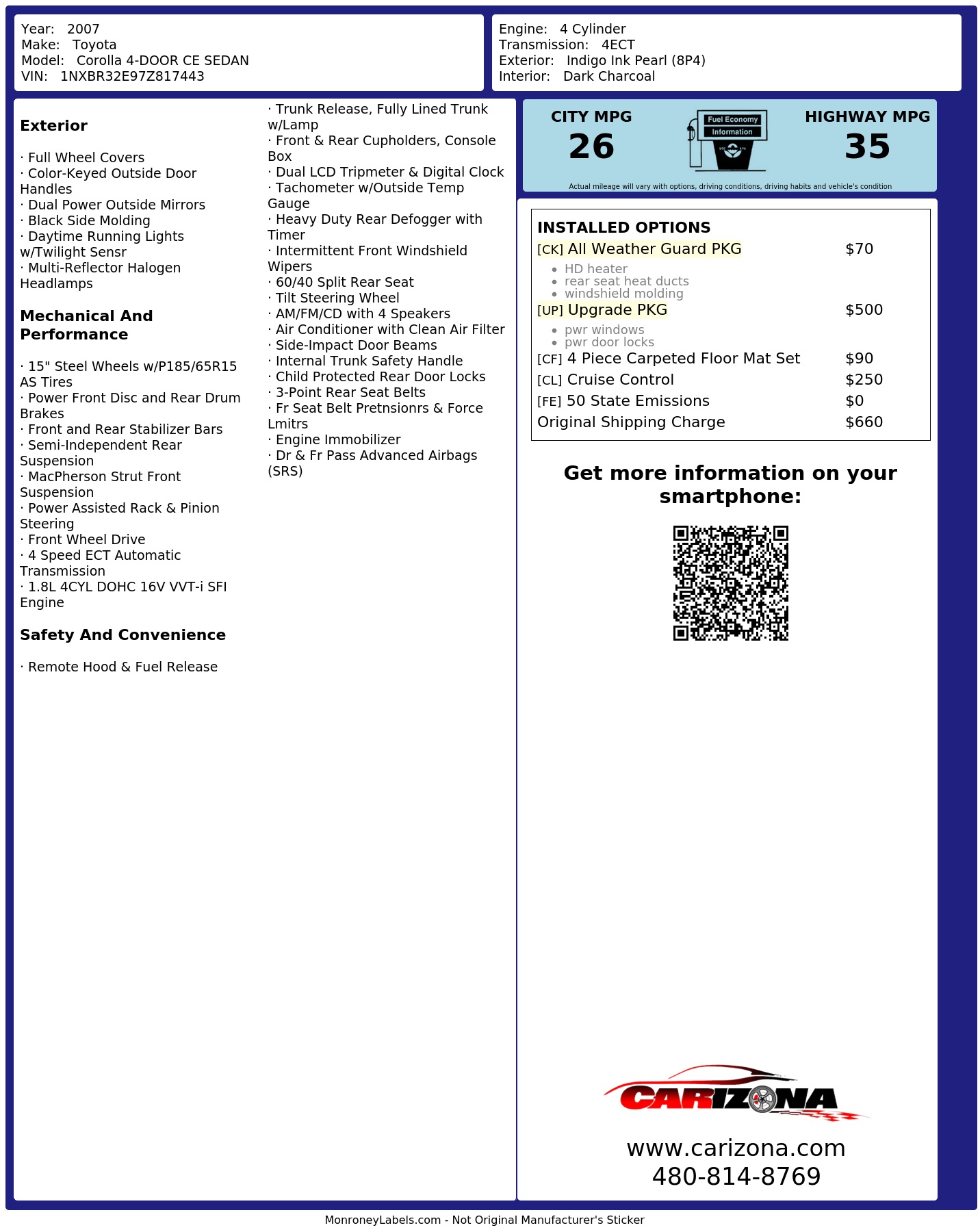 Monroney Label
