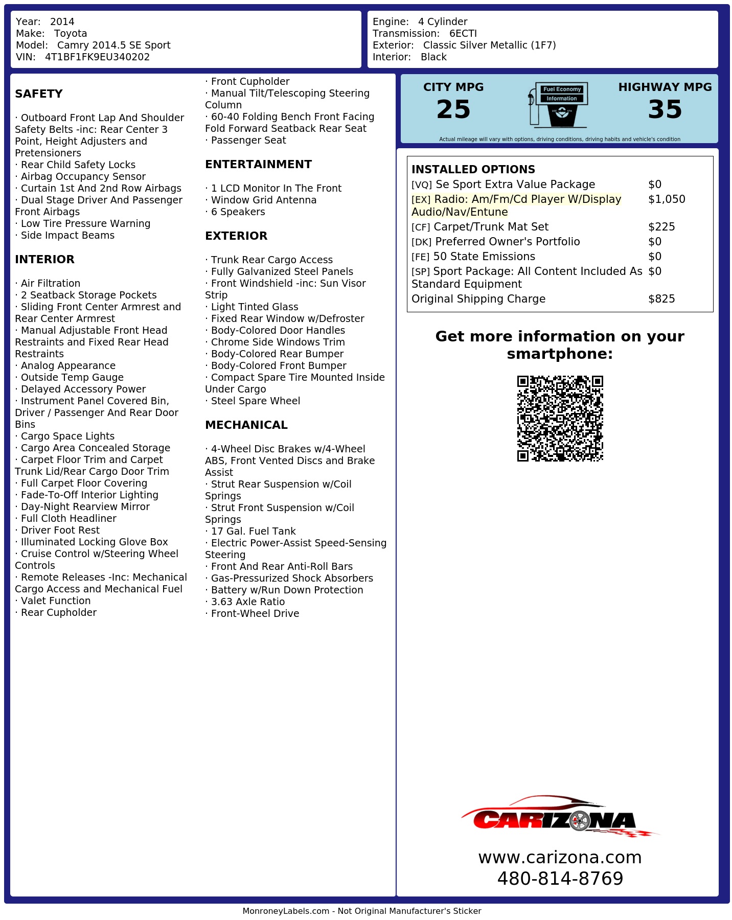 Monroney Label