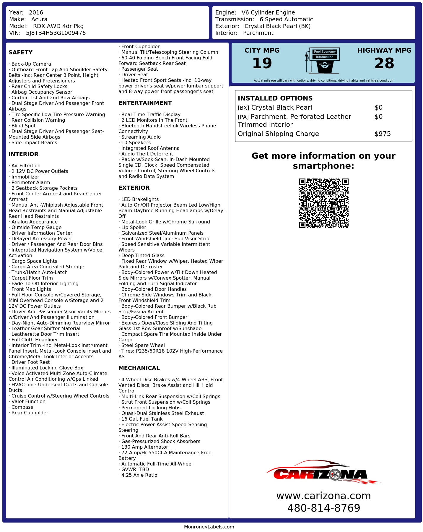 Monroney Label