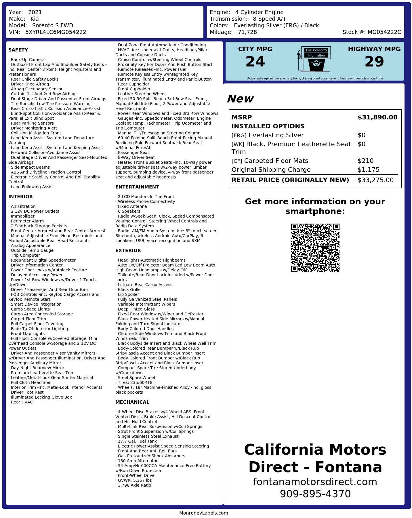 Monroney Label