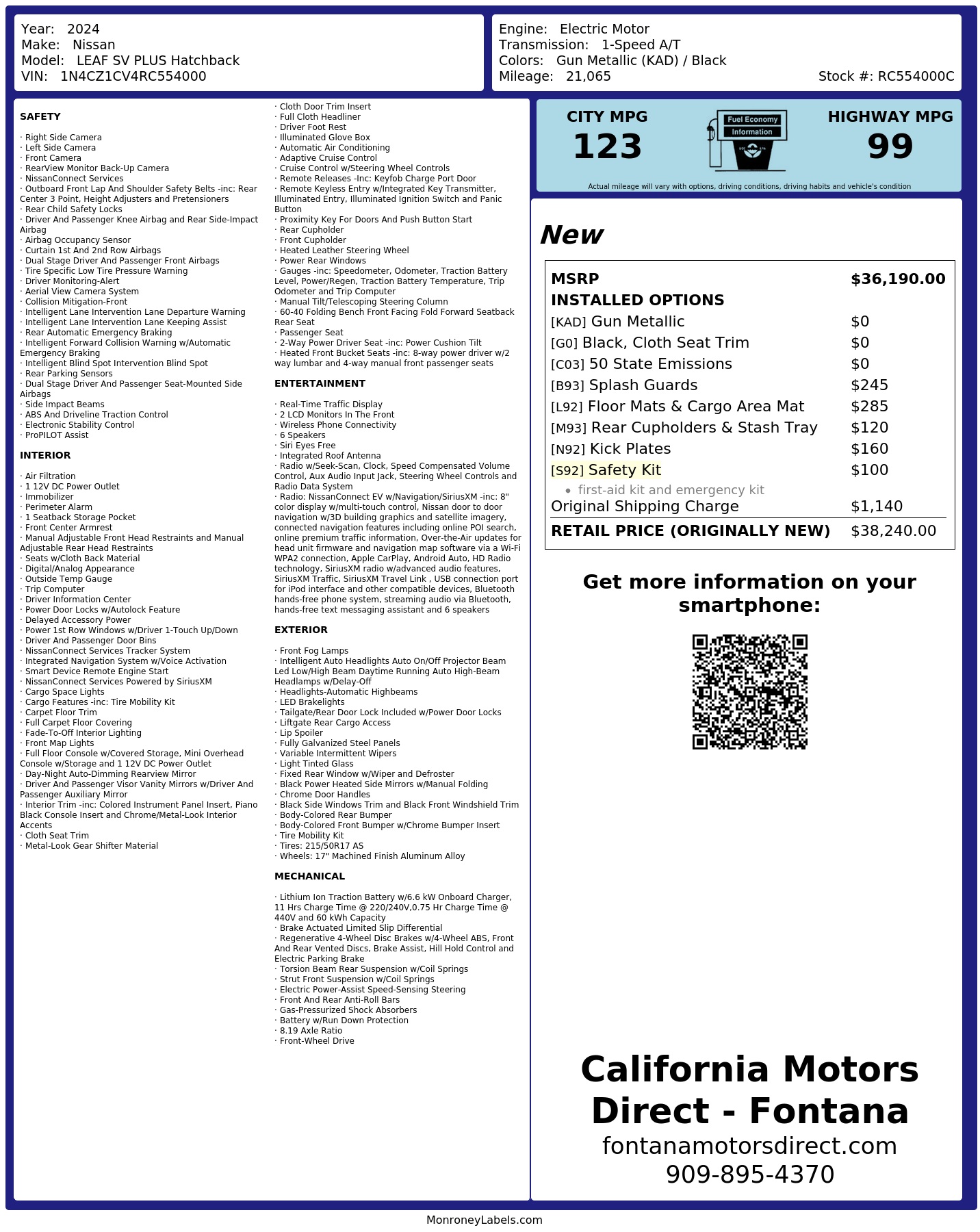 Monroney Label