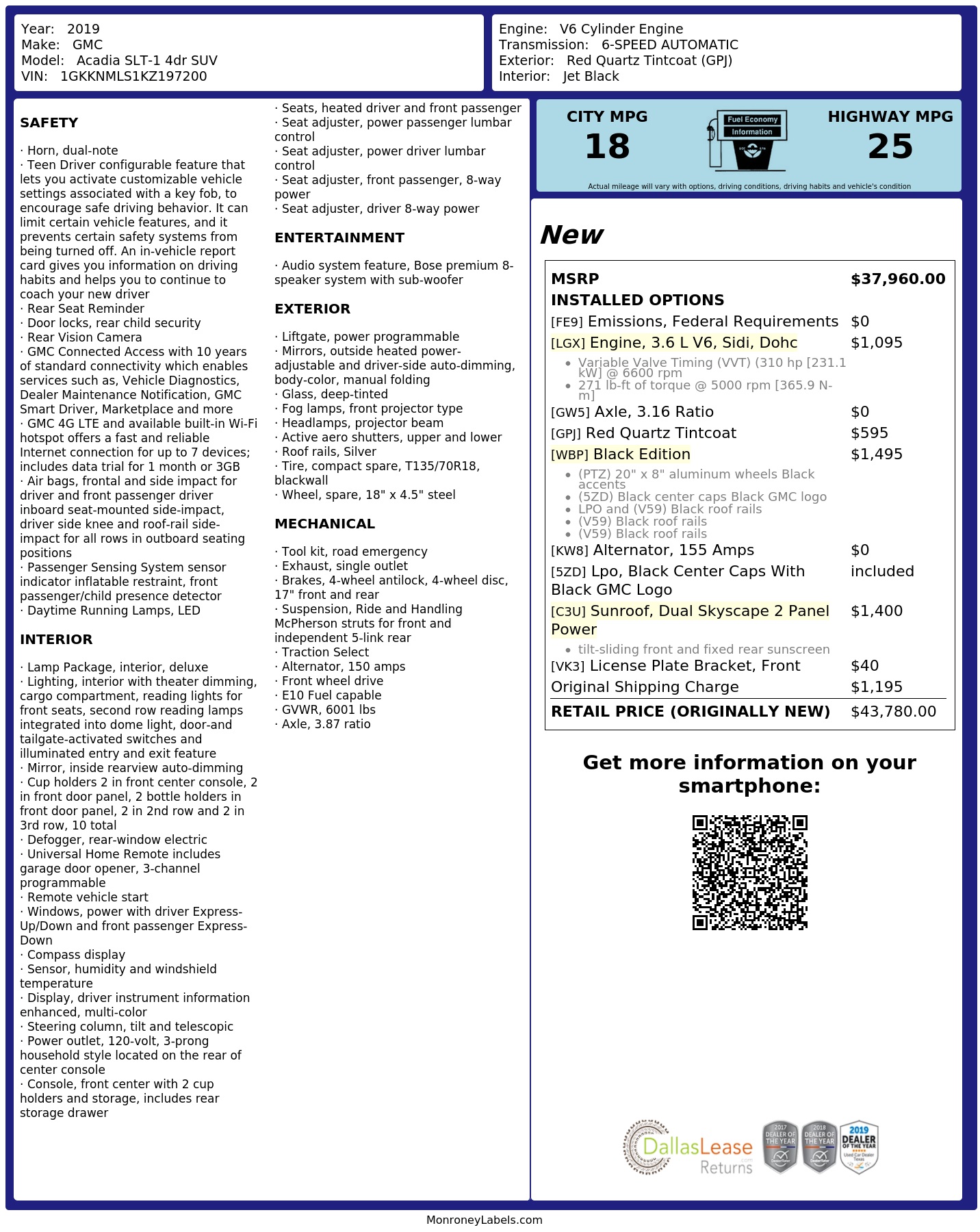 Monroney Label