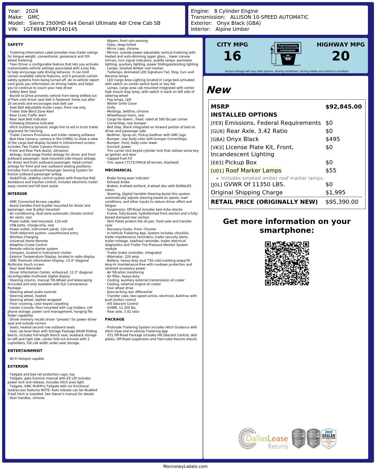 Monroney Label
