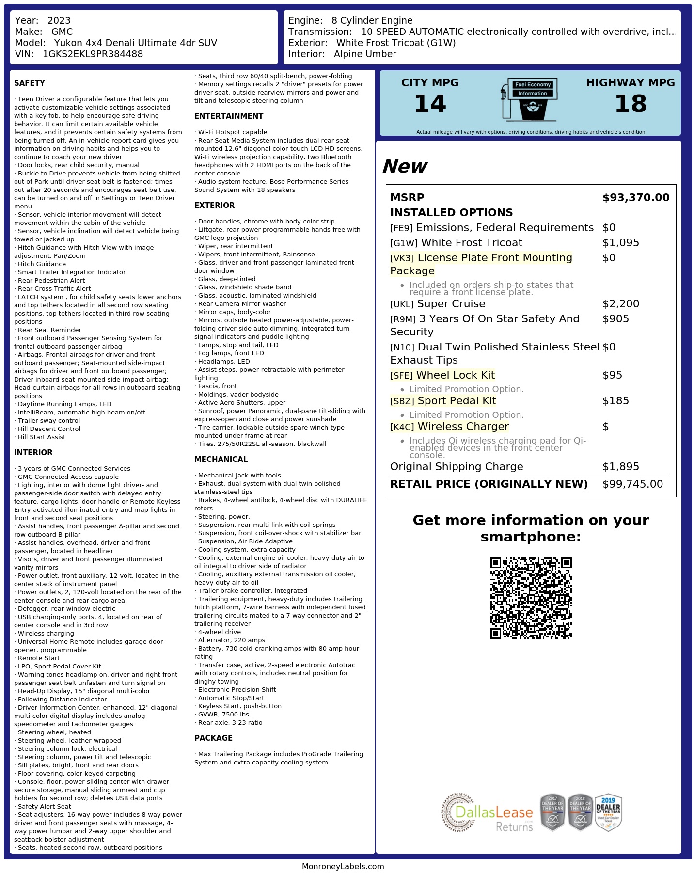 Monroney Label