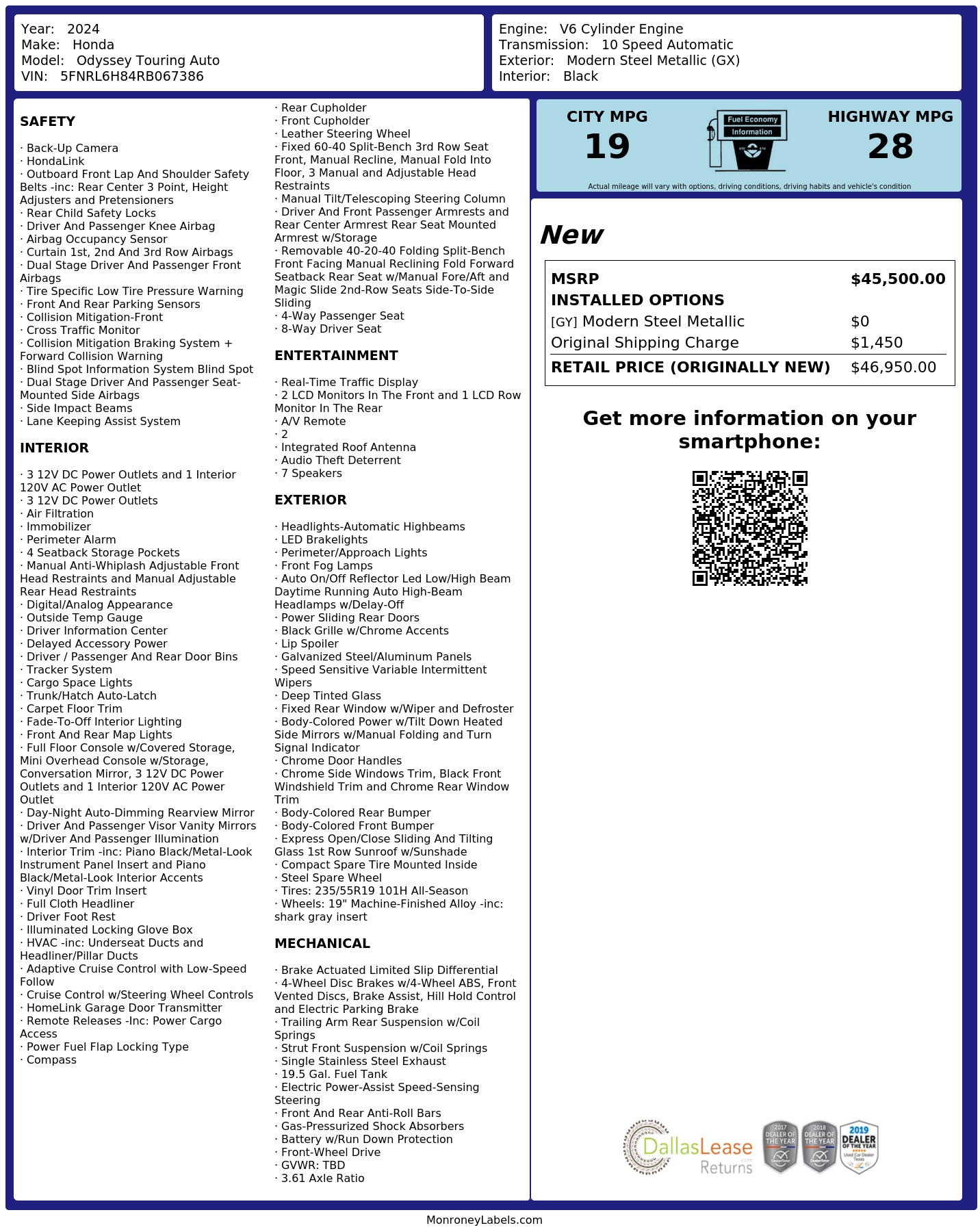Monroney Label