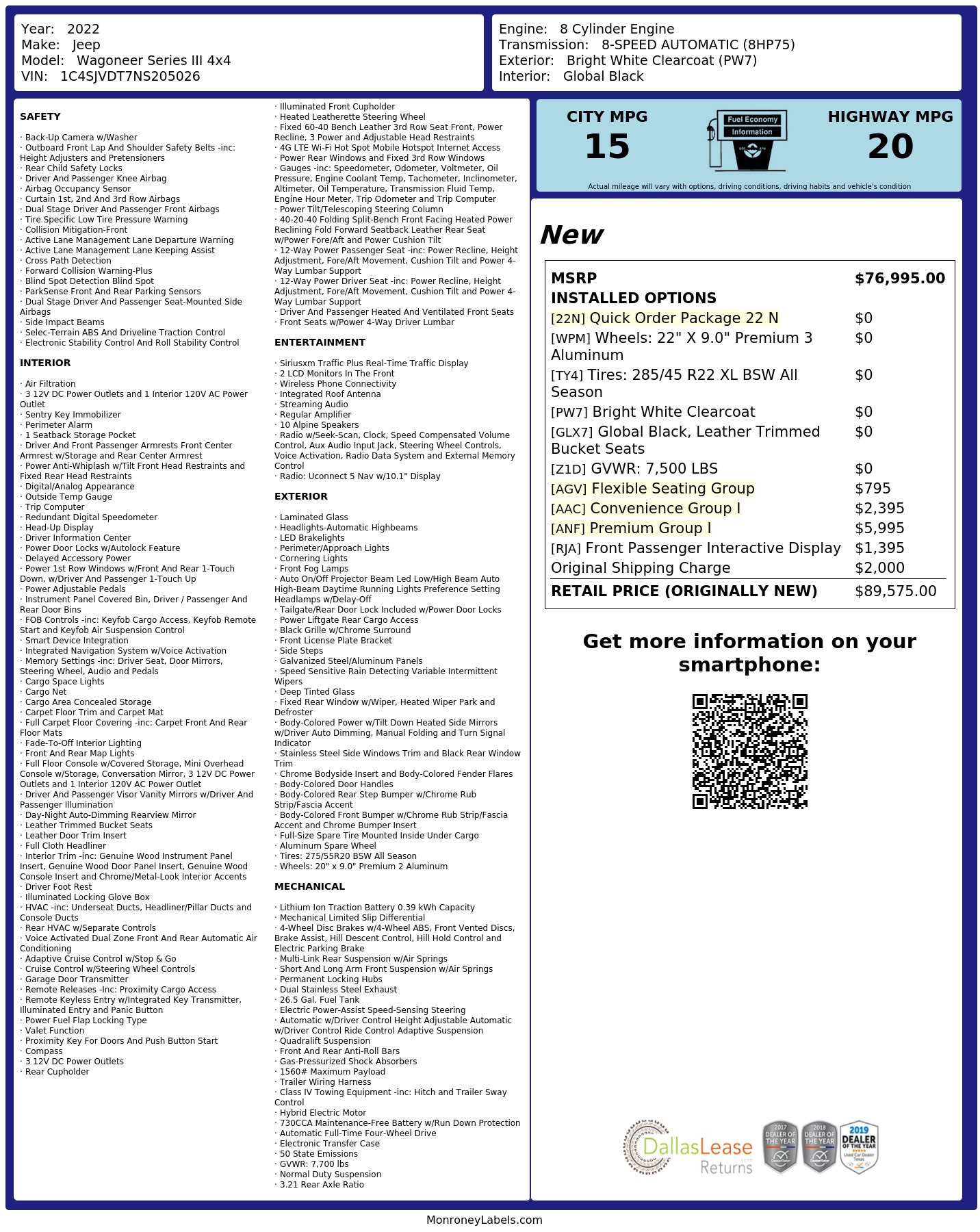 Monroney Label