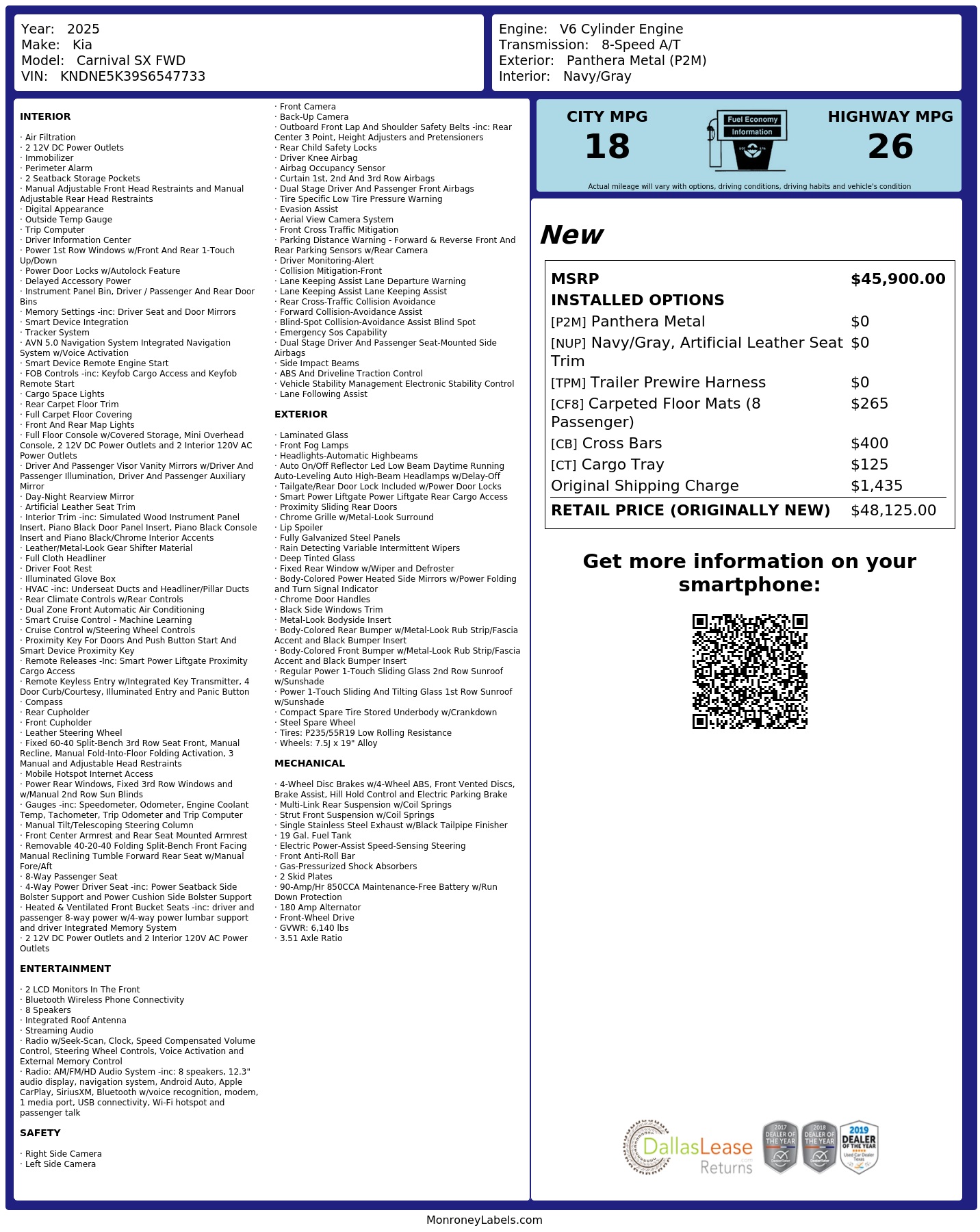 Monroney Label