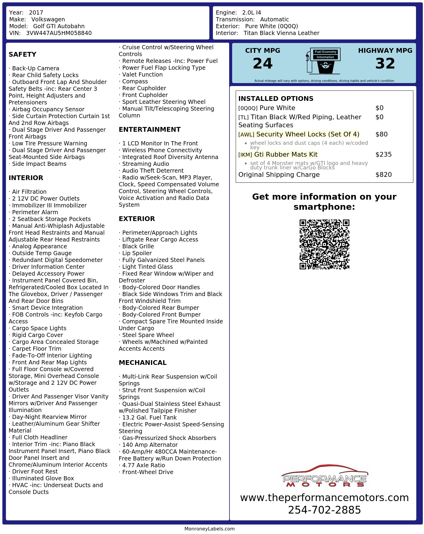 Monroney Label