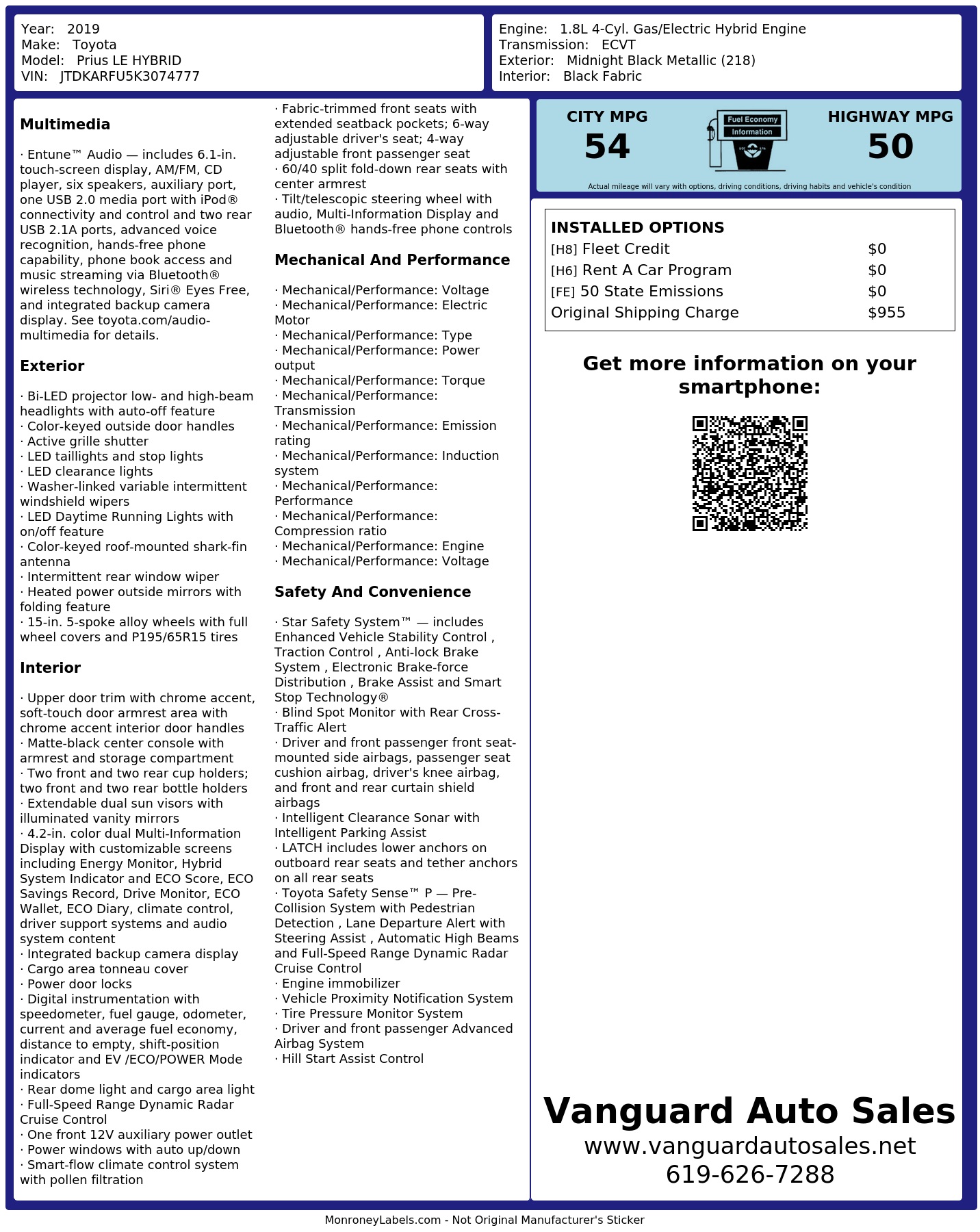 Monroney Label
