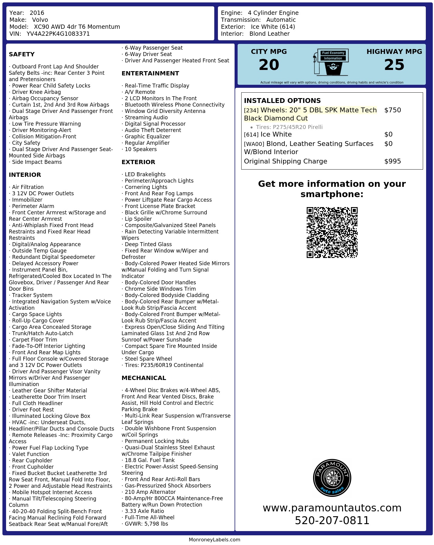 Monroney Label