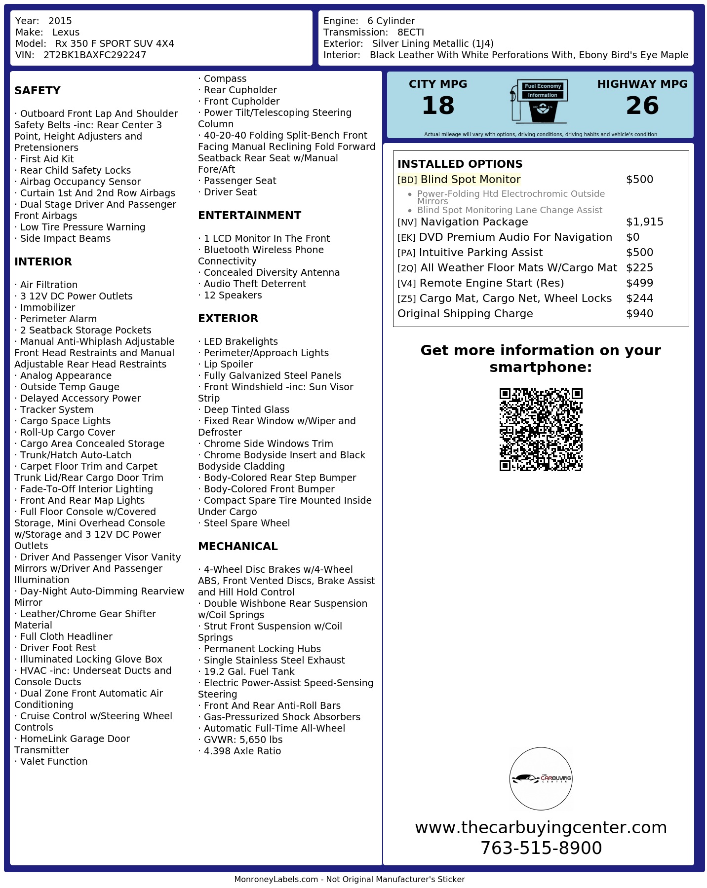 Monroney Label