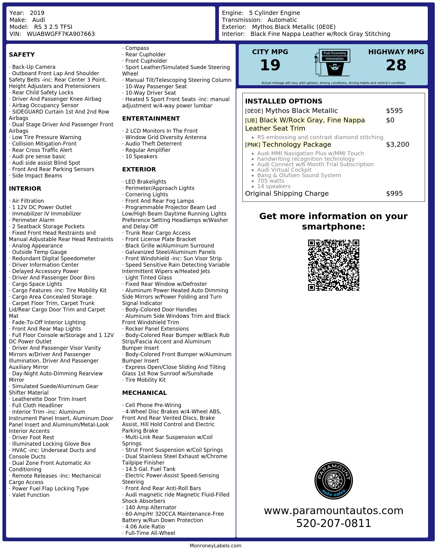 Monroney Label
