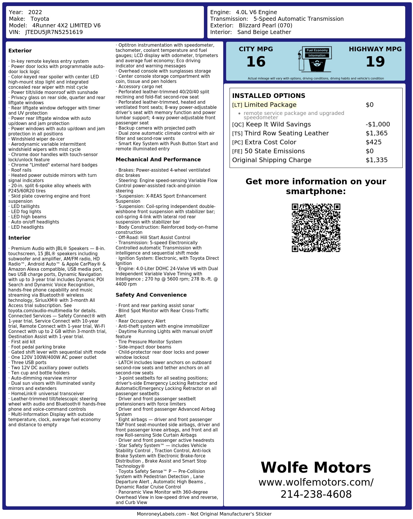 Monroney Label