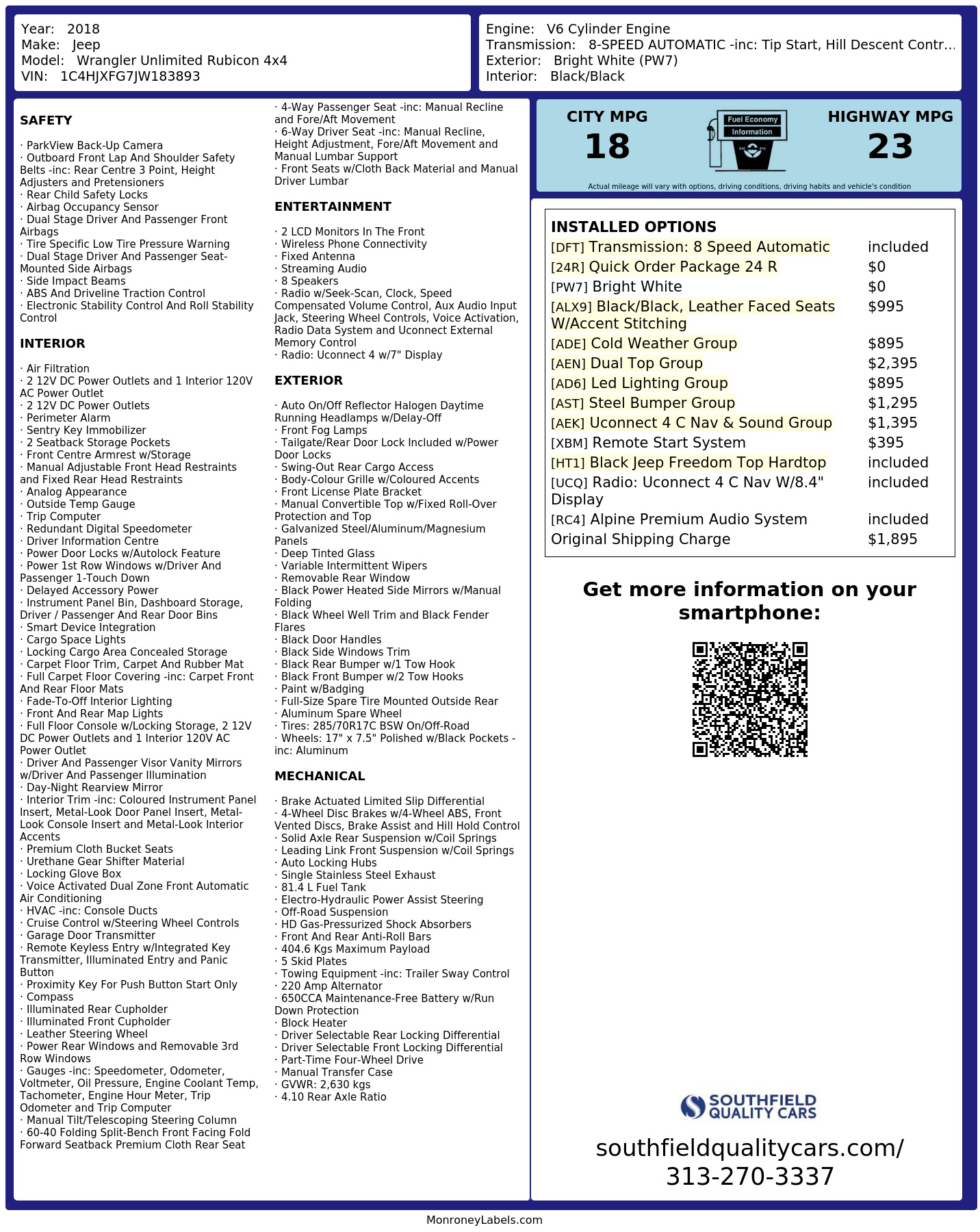 Monroney Label