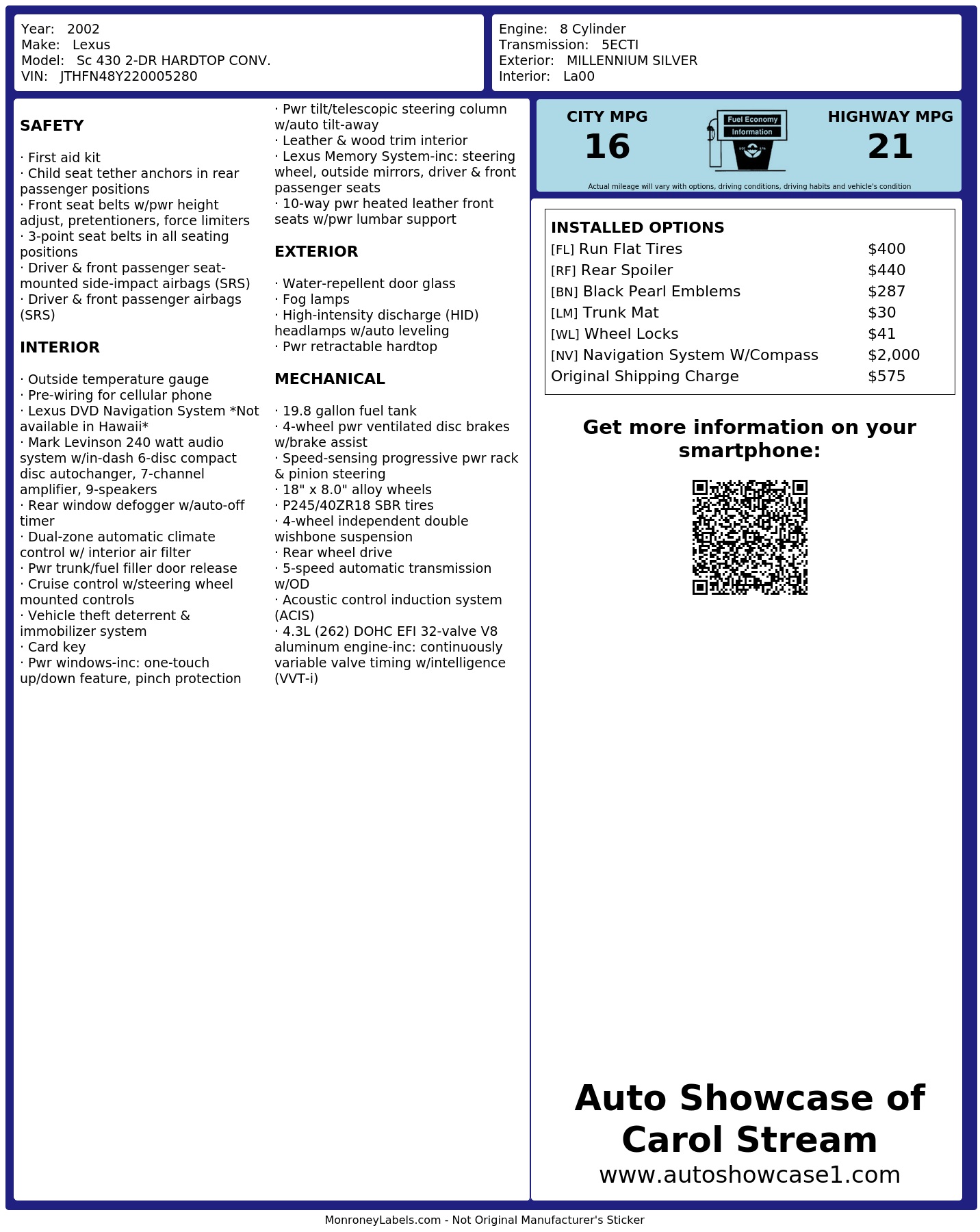 Monroney Label