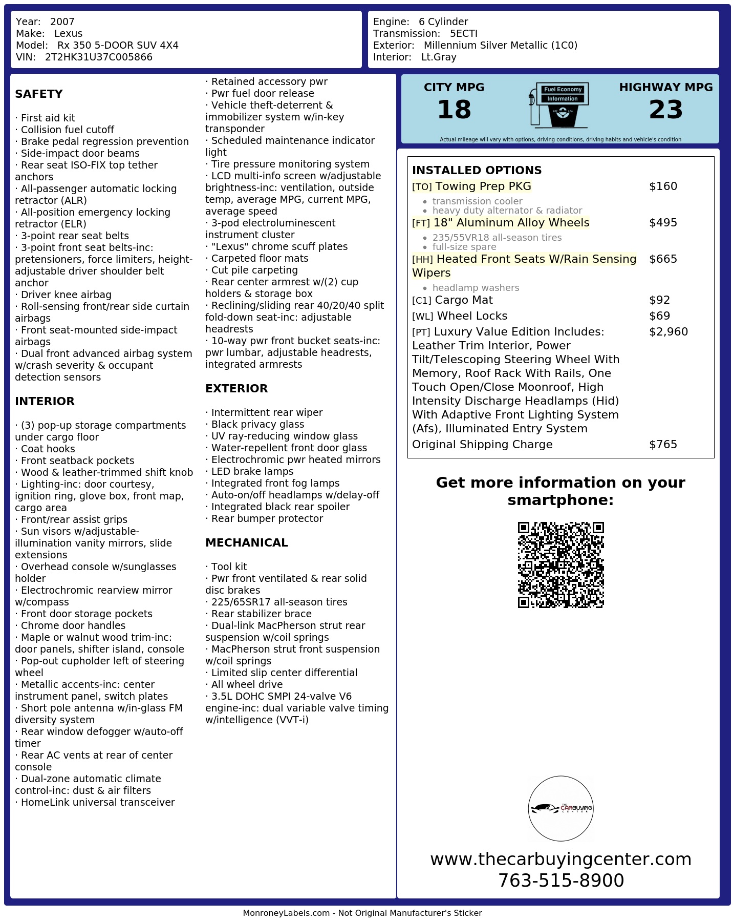 Monroney Label