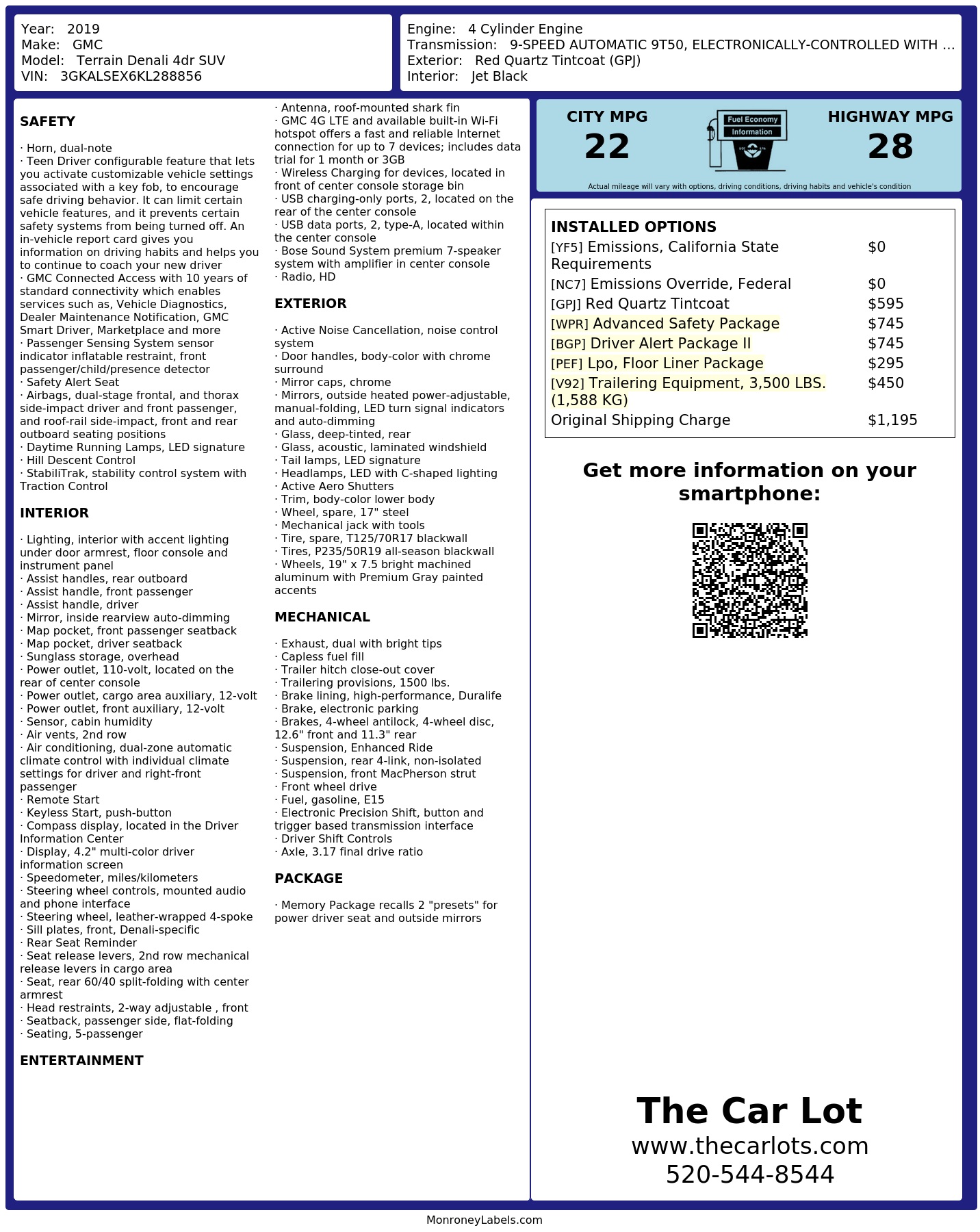 Monroney Label