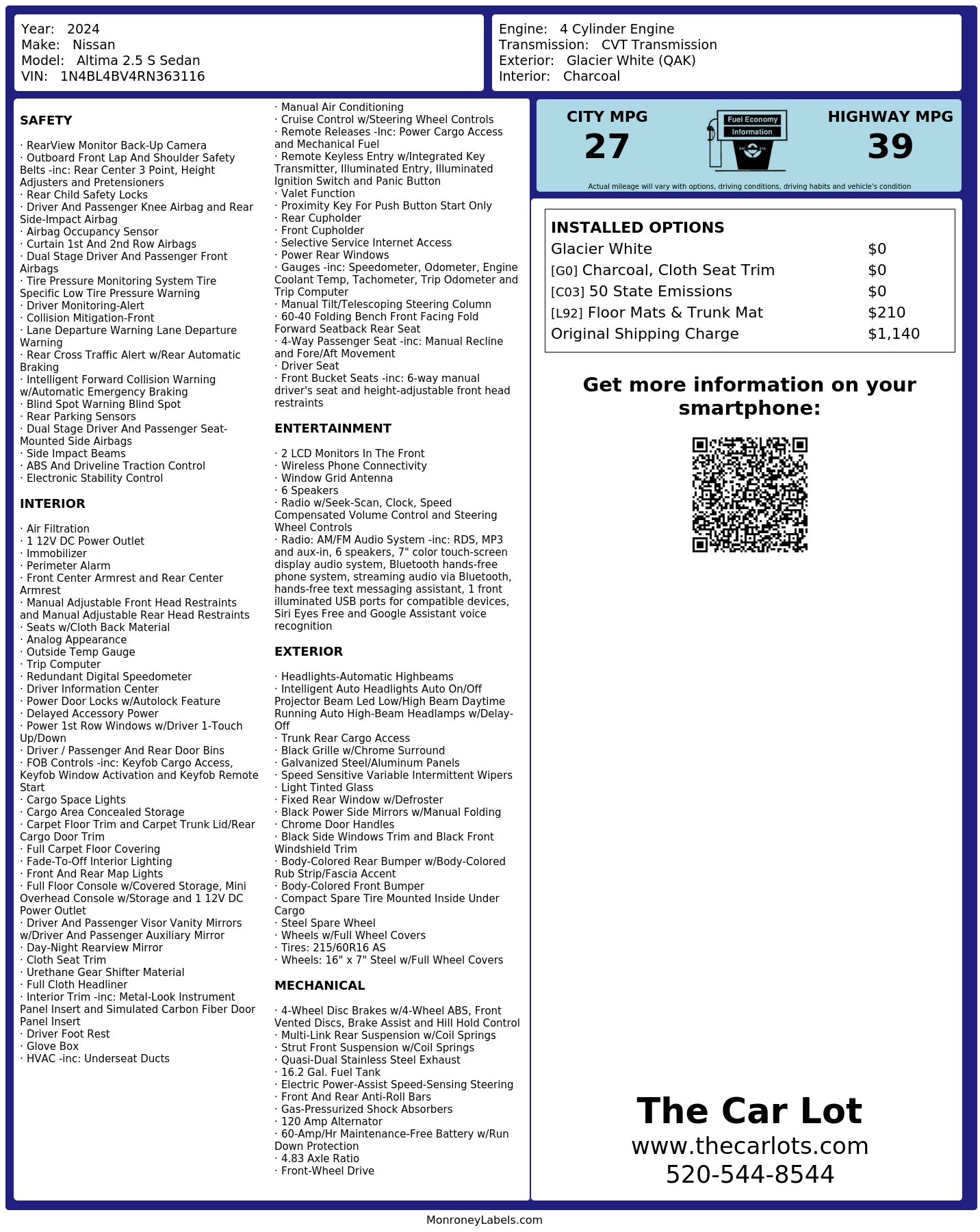 Monroney Label