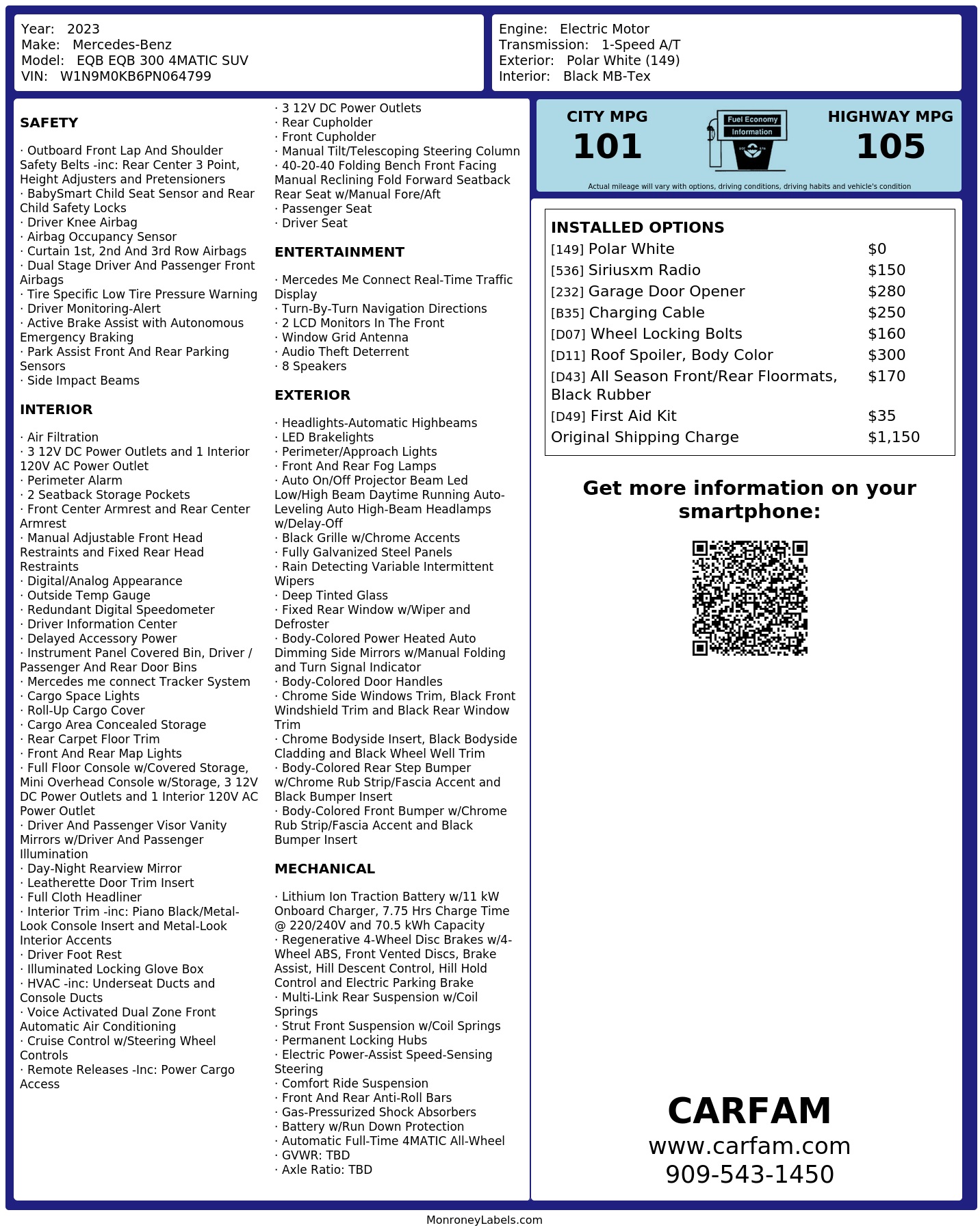 Monroney Label