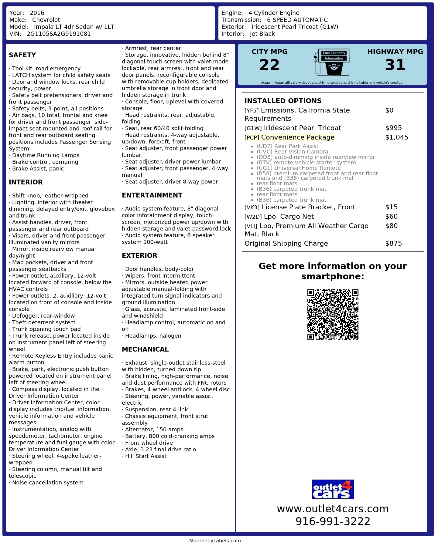 Monroney Label