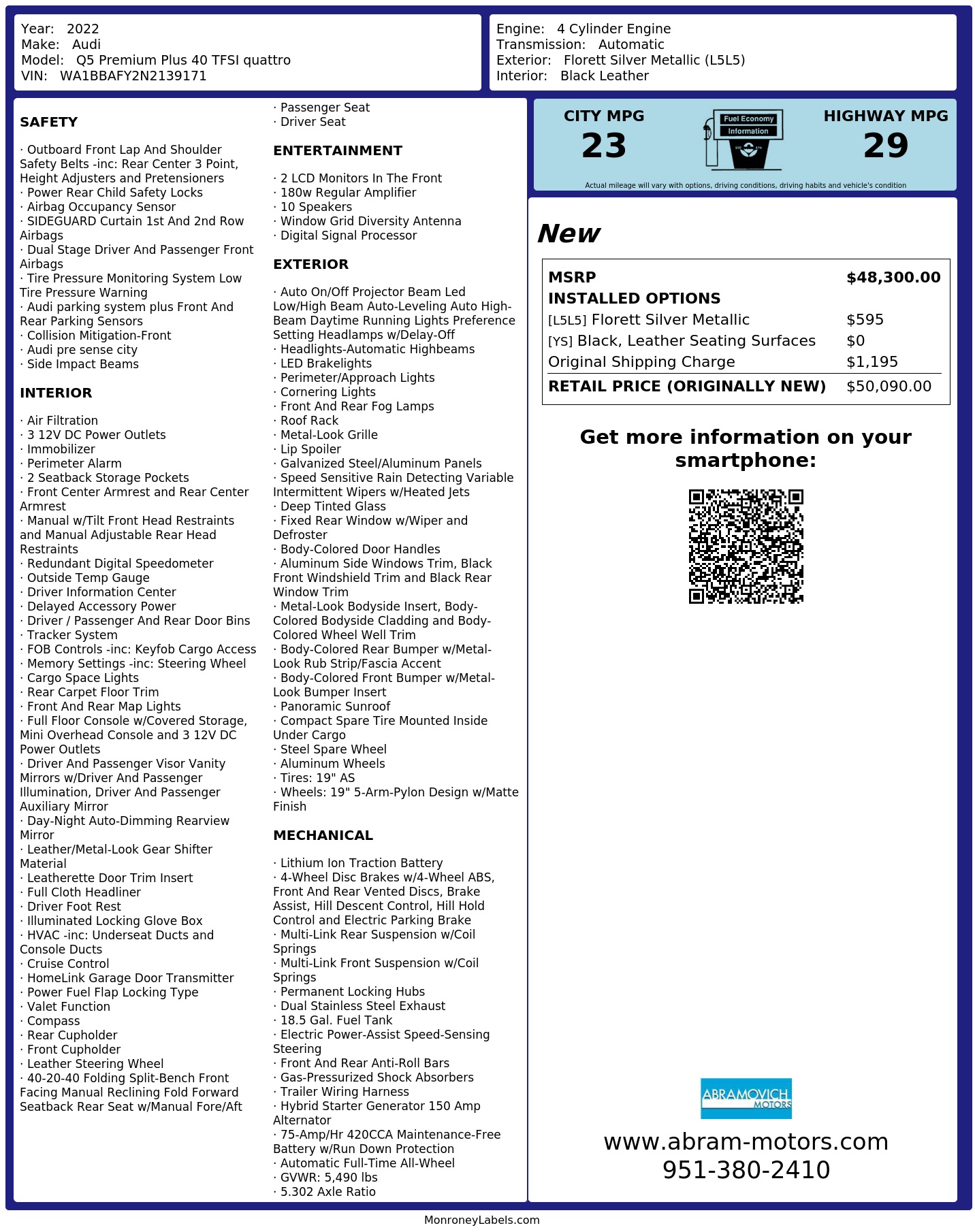 Monroney Label