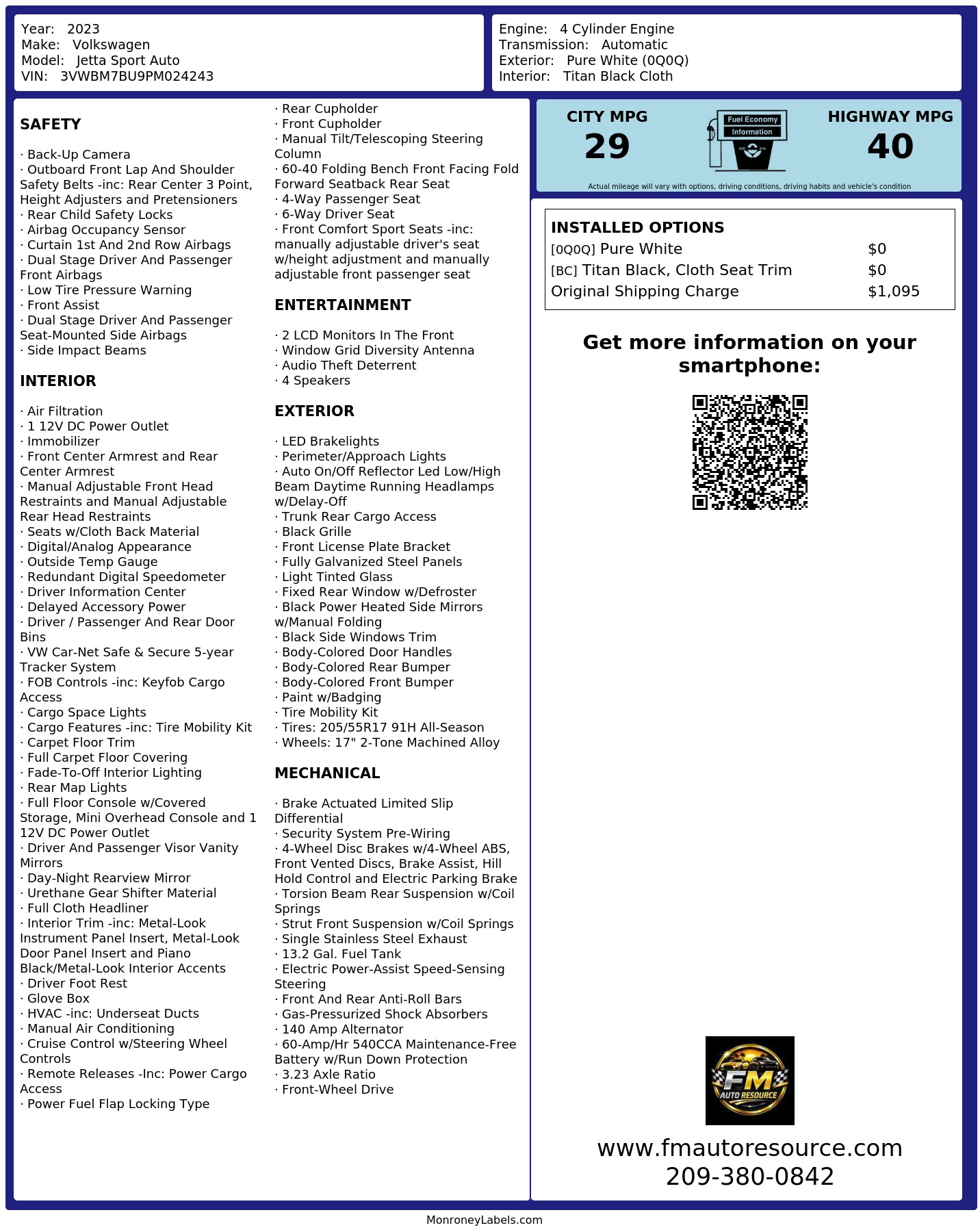 Monroney Label
