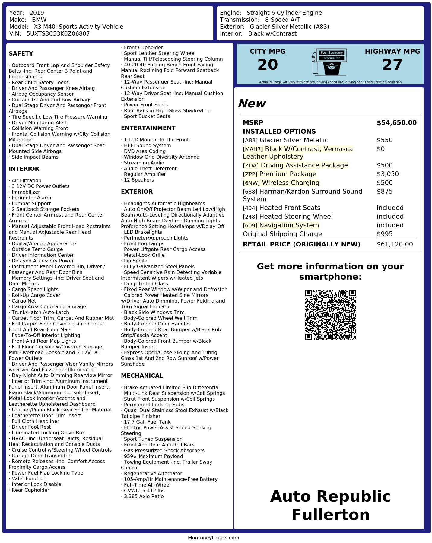 Monroney Label