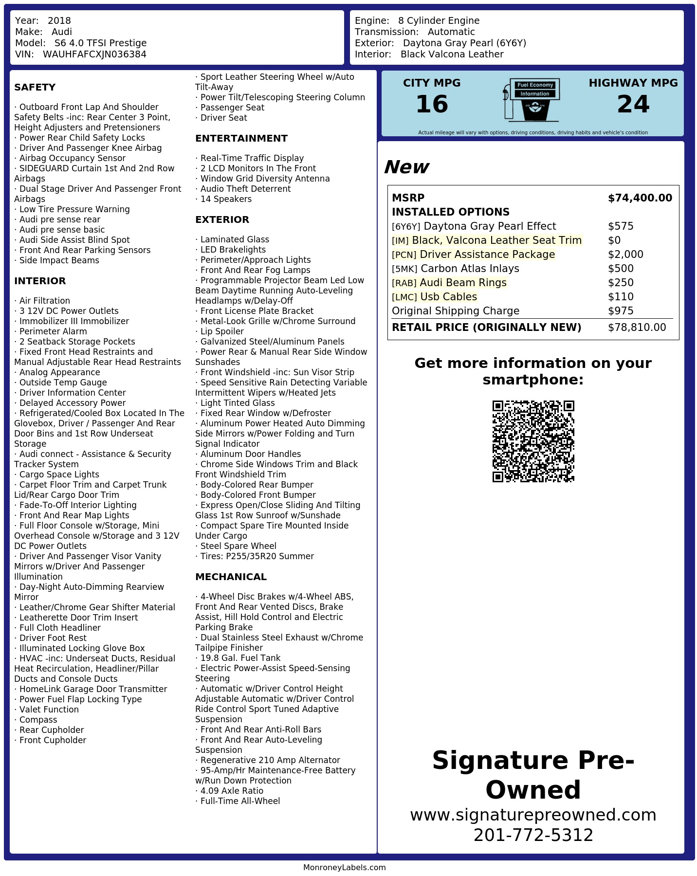 Monroney Label