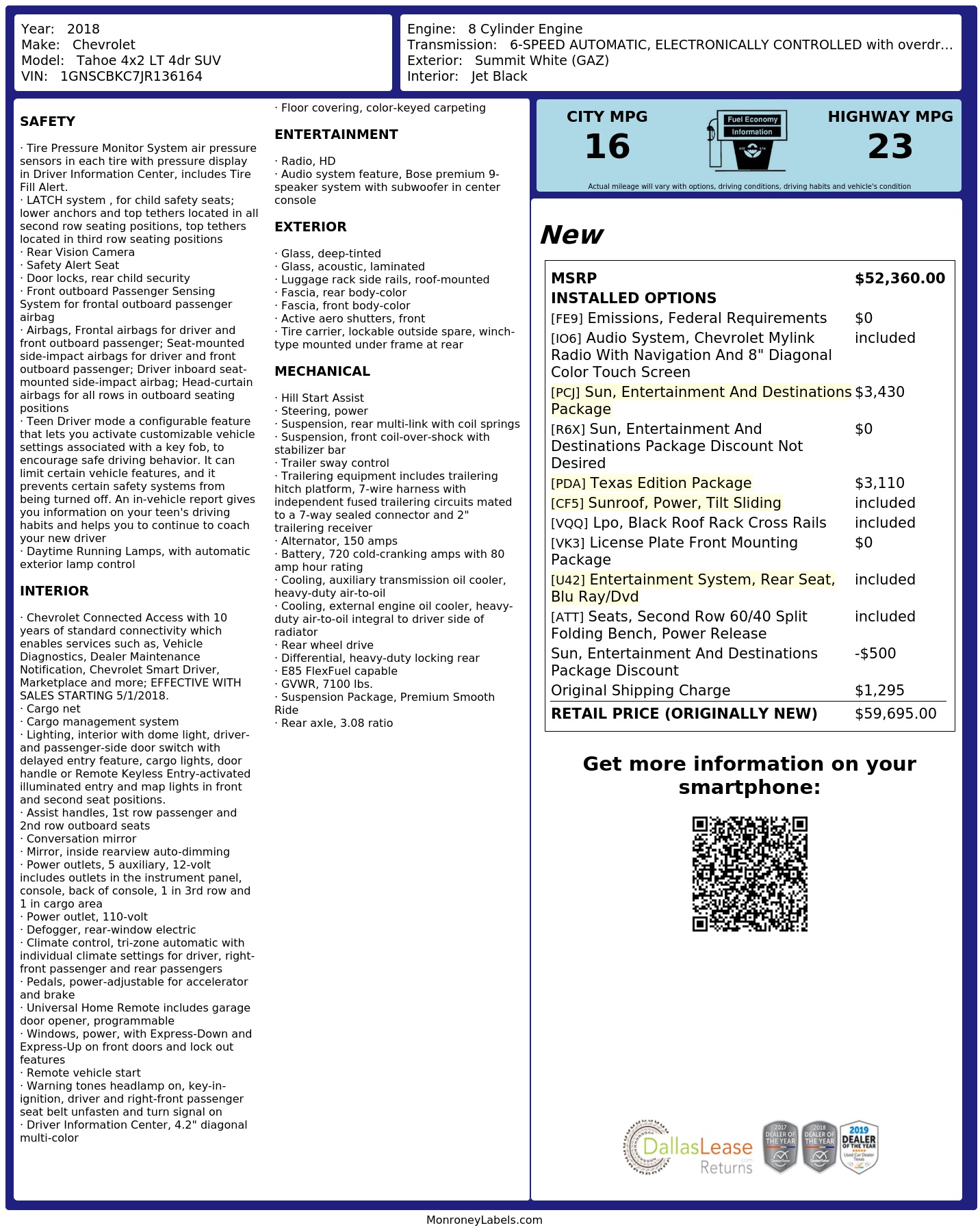 Monroney Label