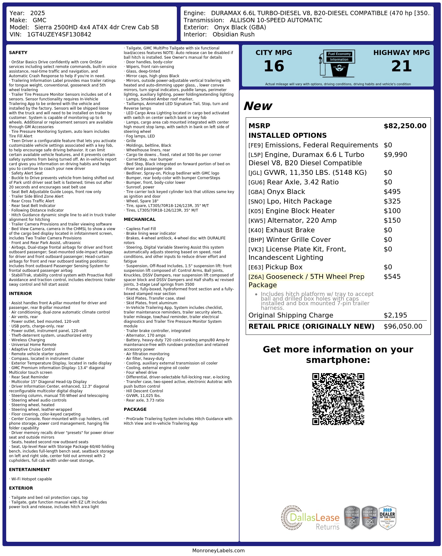 Monroney Label