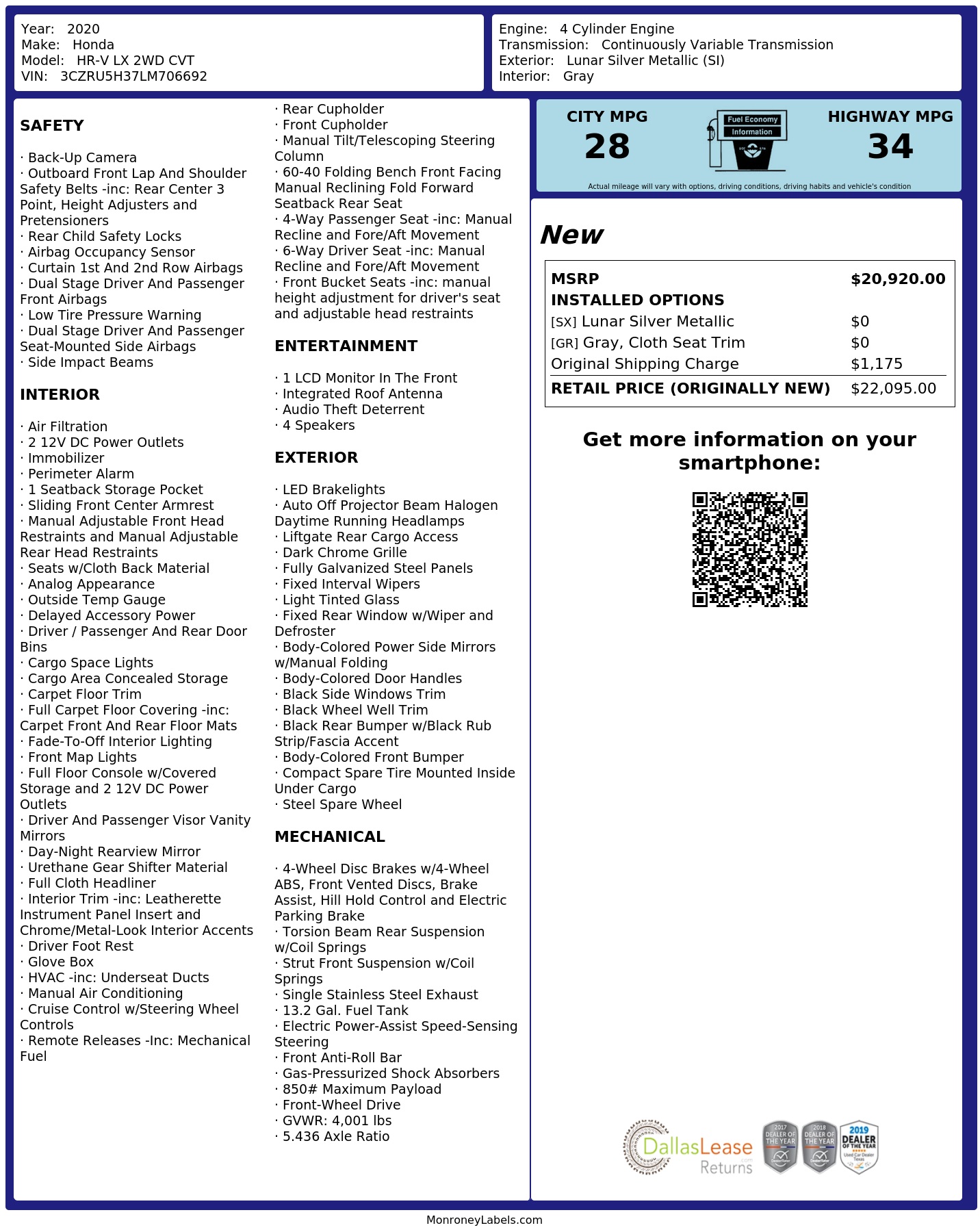 Monroney Label