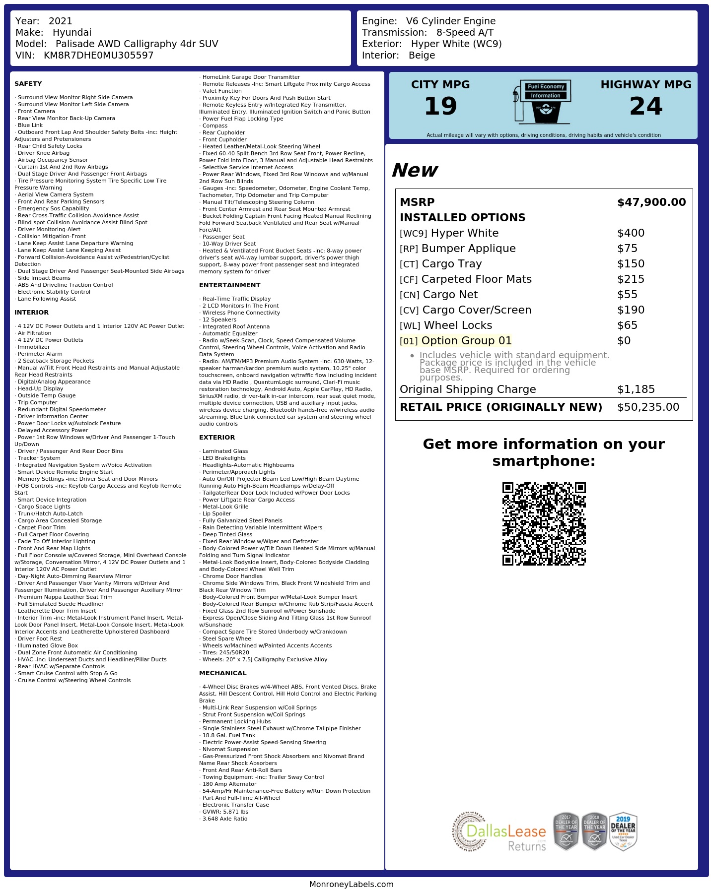 Monroney Label