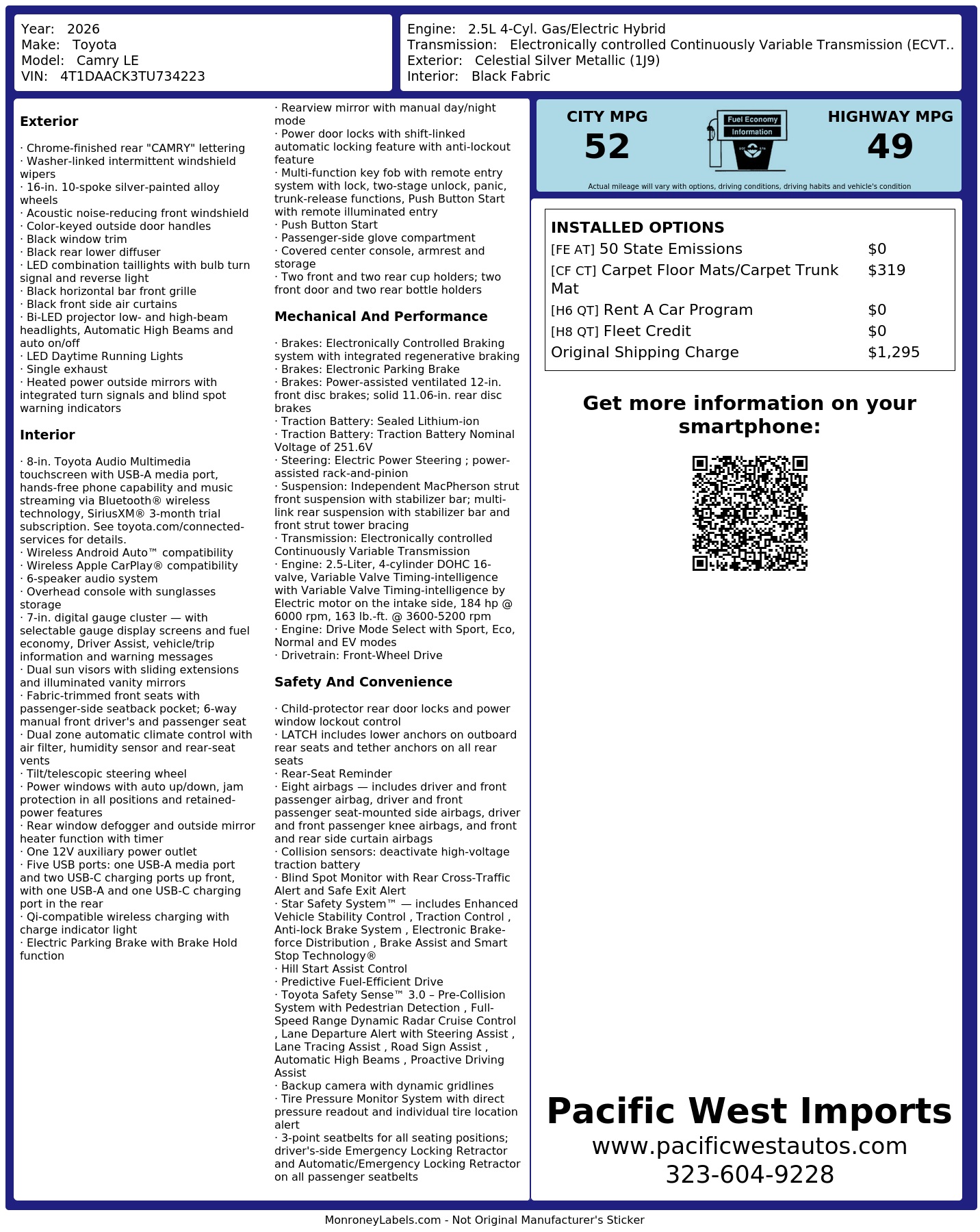 Monroney Label